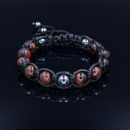 Men's Red Tiger's Eye Gemstone Bracelet Hematite Bead Bracelet Gift for Men Macrame Adjustable Bracelet Stone Bracelet Father's Day Gift   - Shamballa Bracelet - Mantra Bracelet  -  Birthstone Bracelet - Gemstone Bracelet Men - Chakra Bracelet - Macrame Bracelet - Healing Bracelet - Valinde