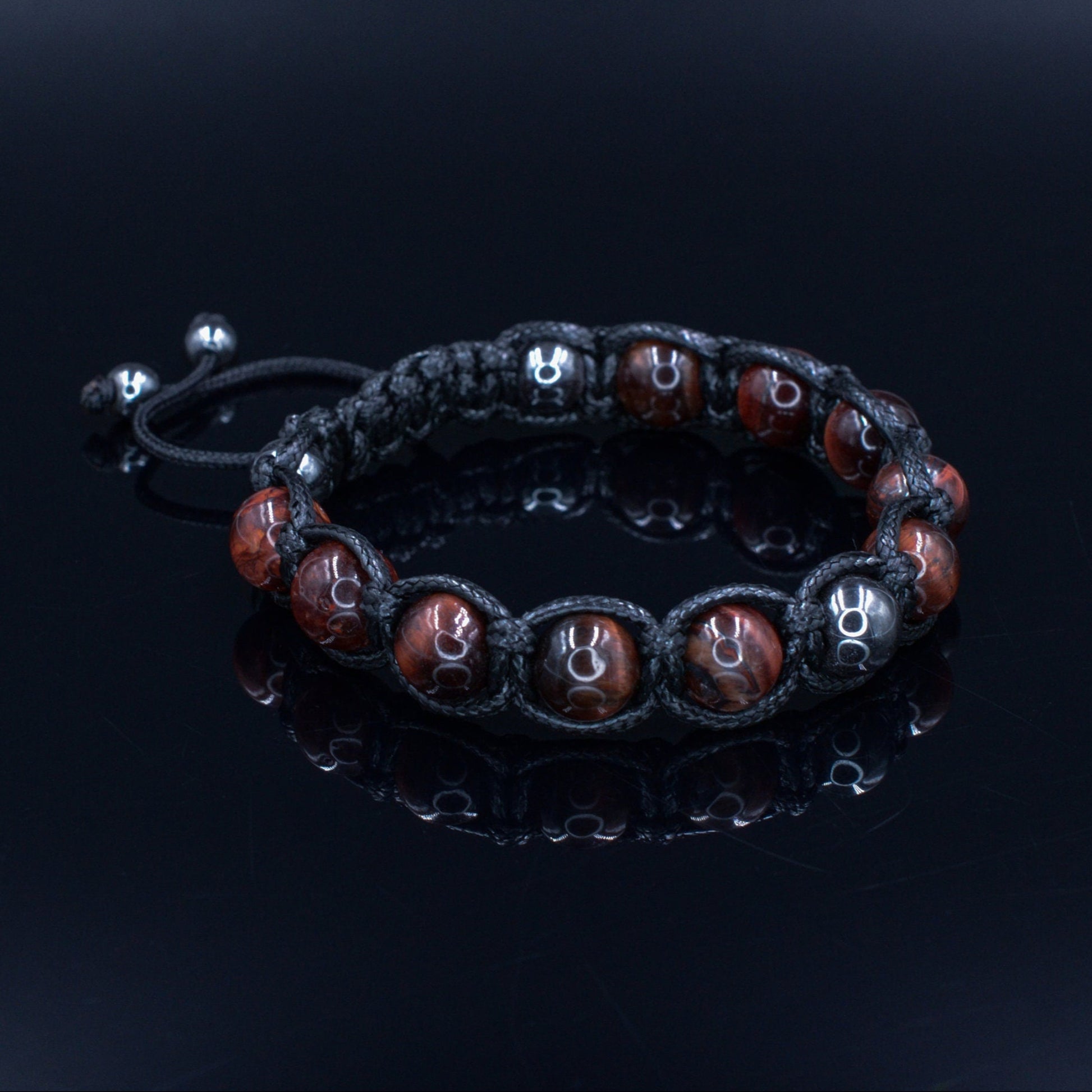 Men's Red Tiger's Eye Gemstone Bracelet Hematite Bead Bracelet Gift for Men Macrame Adjustable Bracelet Stone Bracelet Father's Day Gift   - Shamballa Bracelet - Mantra Bracelet  -  Birthstone Bracelet - Gemstone Bracelet Men - Chakra Bracelet - Macrame Bracelet - Healing Bracelet - Valinde
