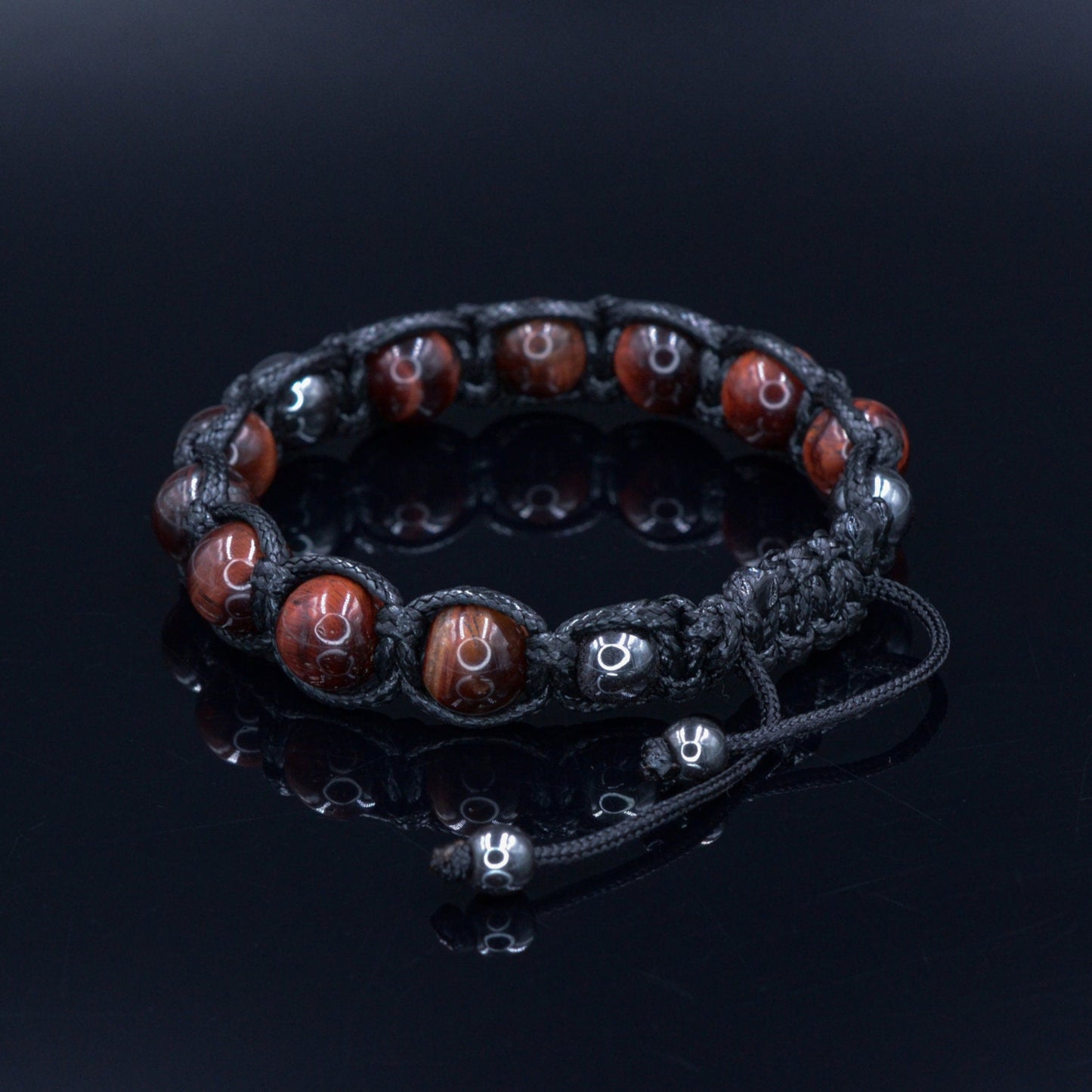Men's Red Tiger's Eye Gemstone Bracelet Hematite Bead Bracelet Gift for Men Macrame Adjustable Bracelet Stone Bracelet Father's Day Gift   - Shamballa Bracelet - Mantra Bracelet  -  Birthstone Bracelet - Gemstone Bracelet Men - Chakra Bracelet - Macrame Bracelet - Healing Bracelet - Valinde
