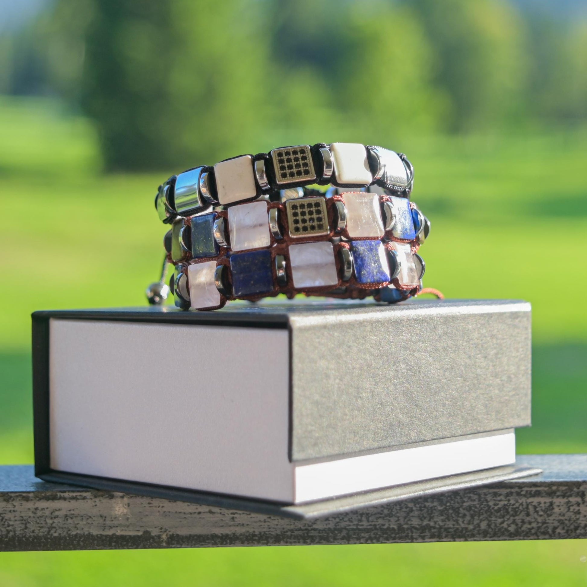 Men's White Howlite Hematite Steel Square Beads Bracelet, Braided Adjustable Bracelet, Gift for Men - Shamballa Bracelet - Mantra Bracelet  -  Yoga Bracelet -  Birthstone Bracelet - Gemstone Bracelet Men - Chakra Bracelet - Macrame Bracelet - Healing Bracelet - Gift for Father - Gift For Men - Valinde
