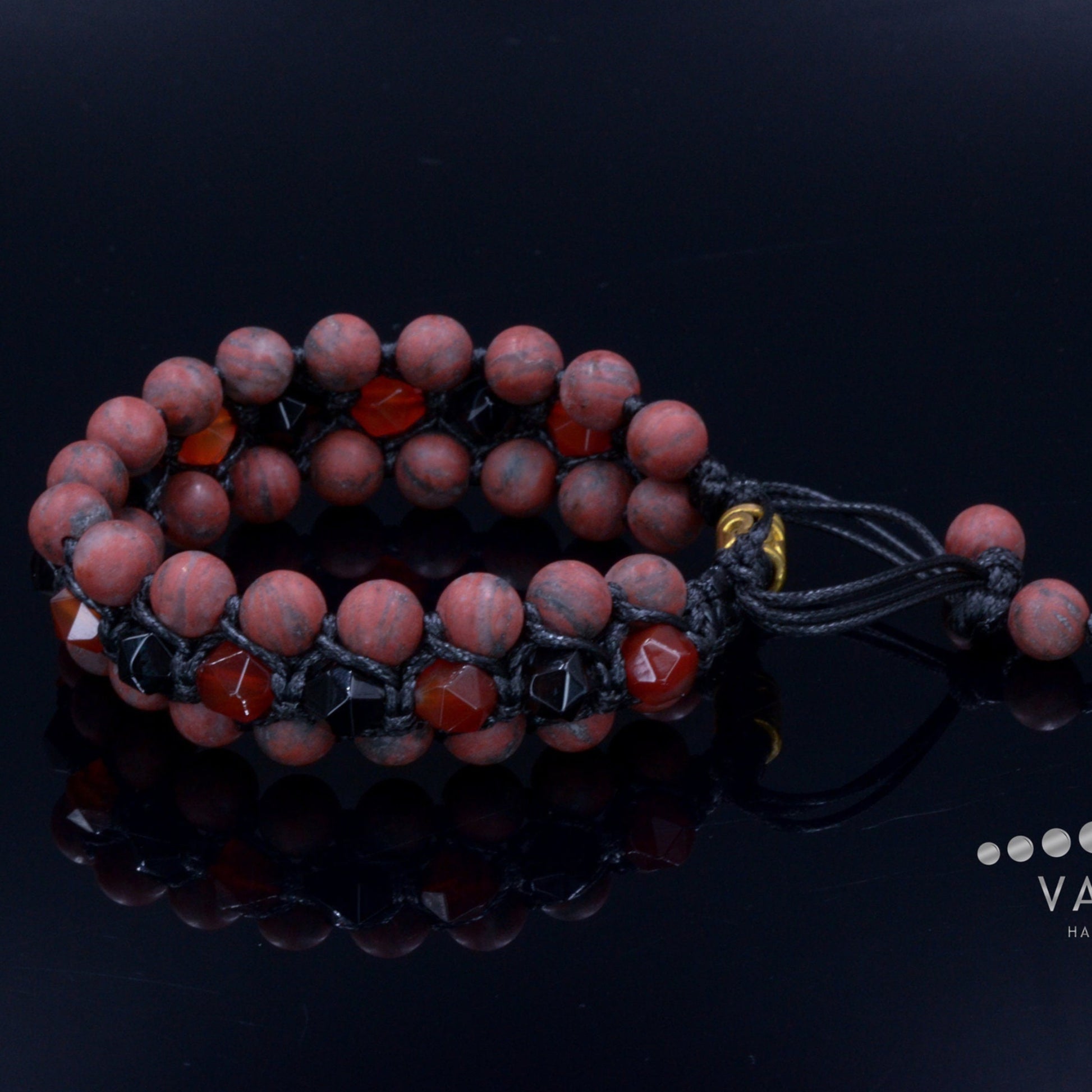 Men's Red Jasper Triple Bracelet Gift for Men Agate Crystal Bracelet 3 Rows Bracelet Adjustable Gemstone Bracelet Fire Agate Bracelet -  Shamballa Bracelet  -  Birthstone Bracelet - Gemstone Bracelet Men - Chakra Bracelet - Macrame Bracelet - Healing Bracelet - Valinde
