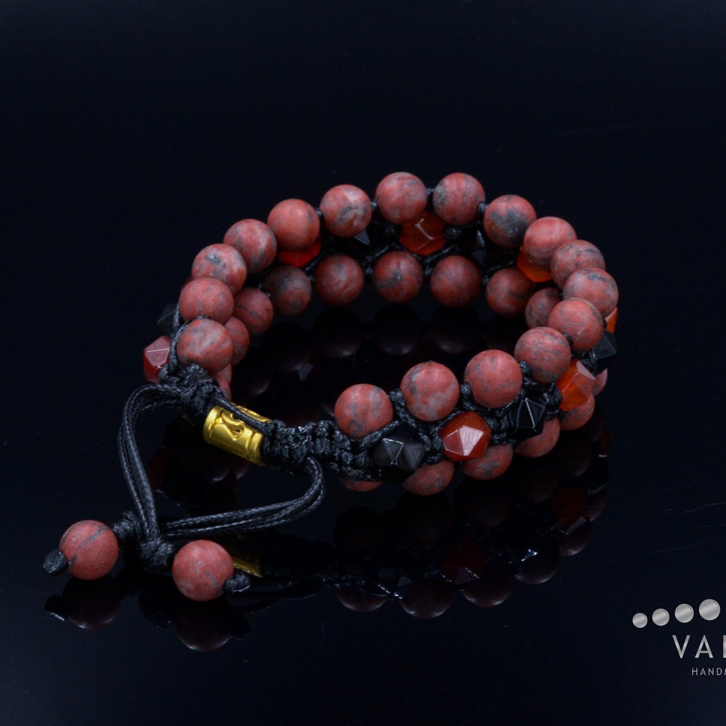 Men's Red Jasper Triple Bracelet Gift for Men Agate Crystal Bracelet 3 Rows Bracelet Adjustable Gemstone Bracelet Fire Agate Bracelet -  Shamballa Bracelet  -  Birthstone Bracelet - Gemstone Bracelet Men - Chakra Bracelet - Macrame Bracelet - Healing Bracelet - Valinde
