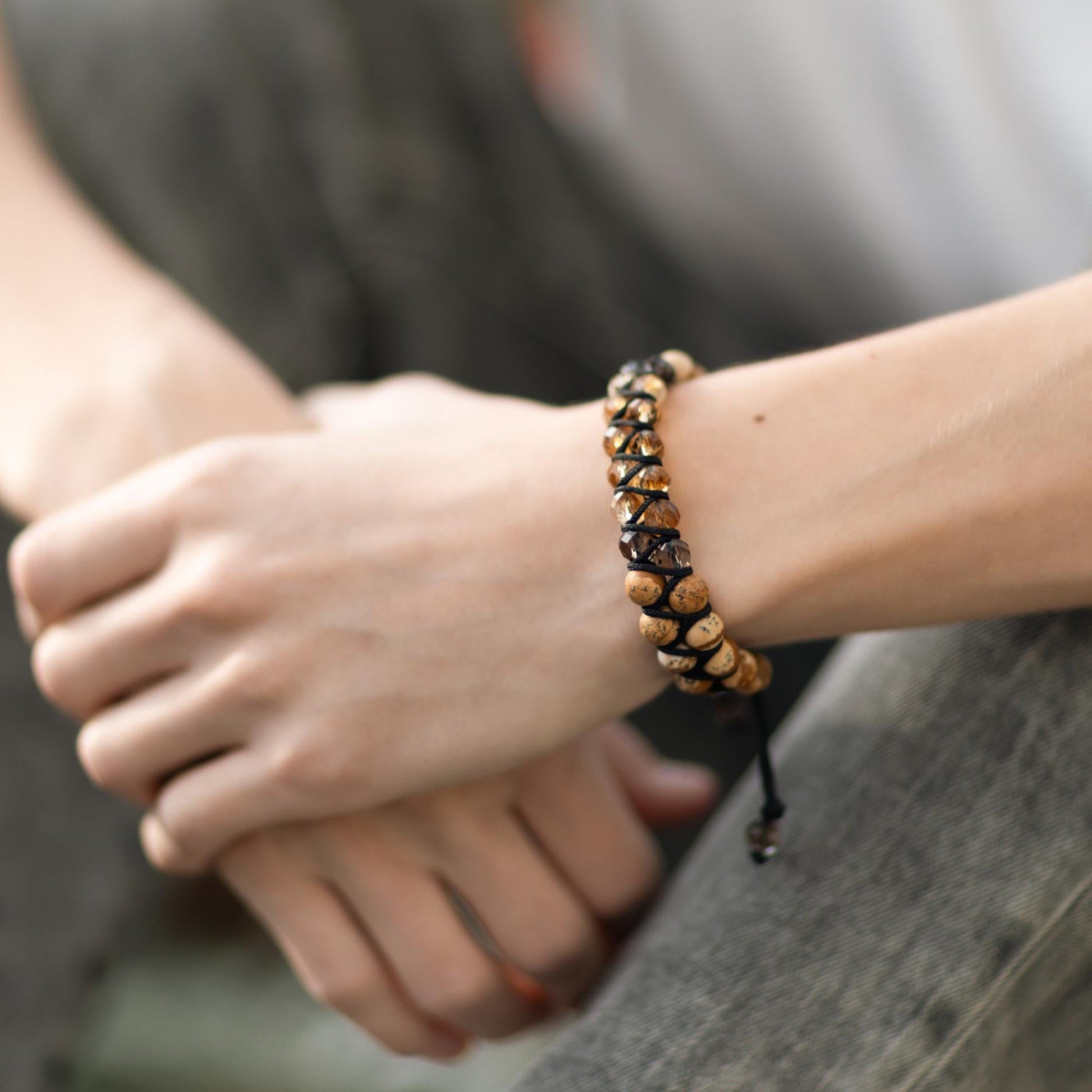 Men's Citrine Jasper Double Row Adjustable Bracelet, Father's Day Gift, Macrame Braided Bracelet, Quartz Crystal Bracelet, Gift for Men - Shamballa Bracelet - Birthstone Bracelet - Gemstone Bracelet Men - Chakra Bracelet - Macrame Bracelet - Healing Bracelet - Valinde