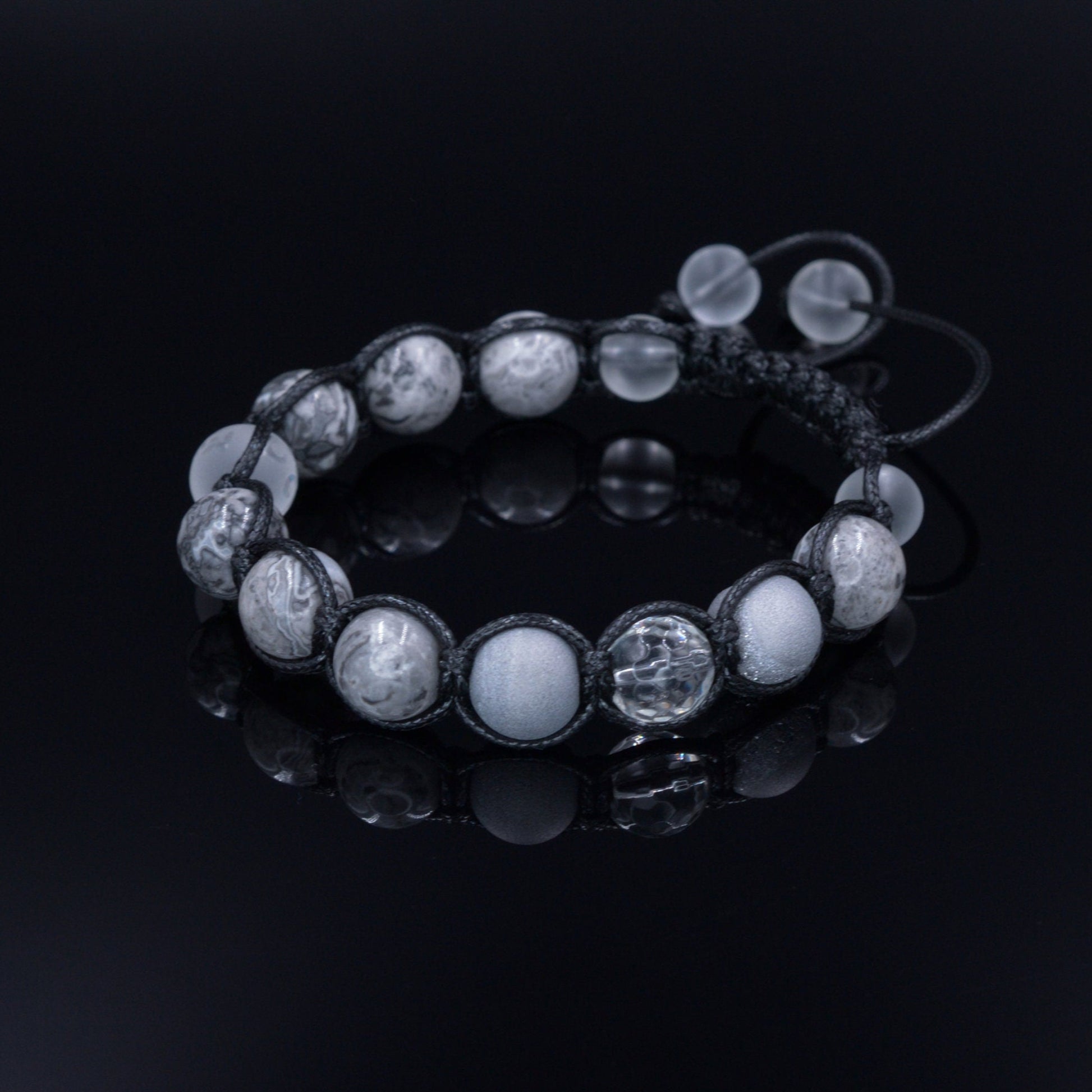 Men's Grey Jasper Bracelet Rock Crystal Bracelet Gift for Men Mantra Bracelet Macrame Stone Bracelet Om Mani Padme Hum Bracelet   - Shamballa Bracelet - Mantra Bracelet  -  Birthstone Bracelet - Gemstone Bracelet Men - Chakra Bracelet - Macrame Bracelet - Healing Bracelet - Valinde
