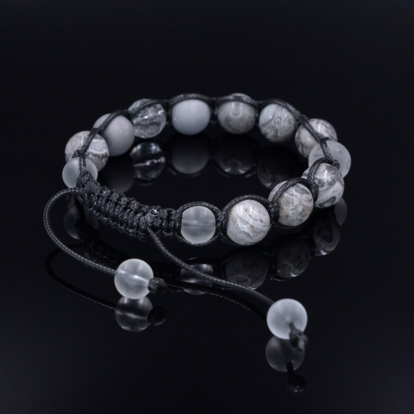 Men's Grey Jasper Bracelet Rock Crystal Bracelet Gift for Men Mantra Bracelet Macrame Stone Bracelet Om Mani Padme Hum Bracelet   - Shamballa Bracelet - Mantra Bracelet  -  Birthstone Bracelet - Gemstone Bracelet Men - Chakra Bracelet - Macrame Bracelet - Healing Bracelet - Valinde
