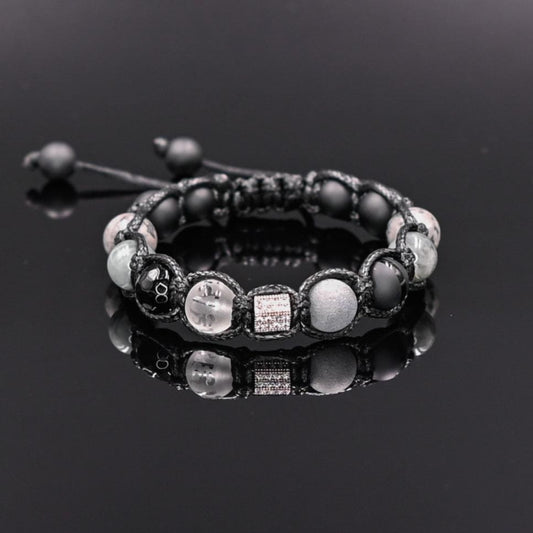 Men's Grey Zirconia Bracelet Hawk's Eye Bracelet Crystal Bracelet Onyx Bracelet Agate Bracelet Braided Bracelet Macrame Bracelet Men's Gift- Shamballa Bracelet - Mantra Bracelet  -  Yoga Bracelet -  Birthstone Bracelet - Gemstone Bracelet Men - Chakra Bracelet - Macrame Bracelet - Healing Bracelet - Gift for Father - Gift For Men - Valinde
