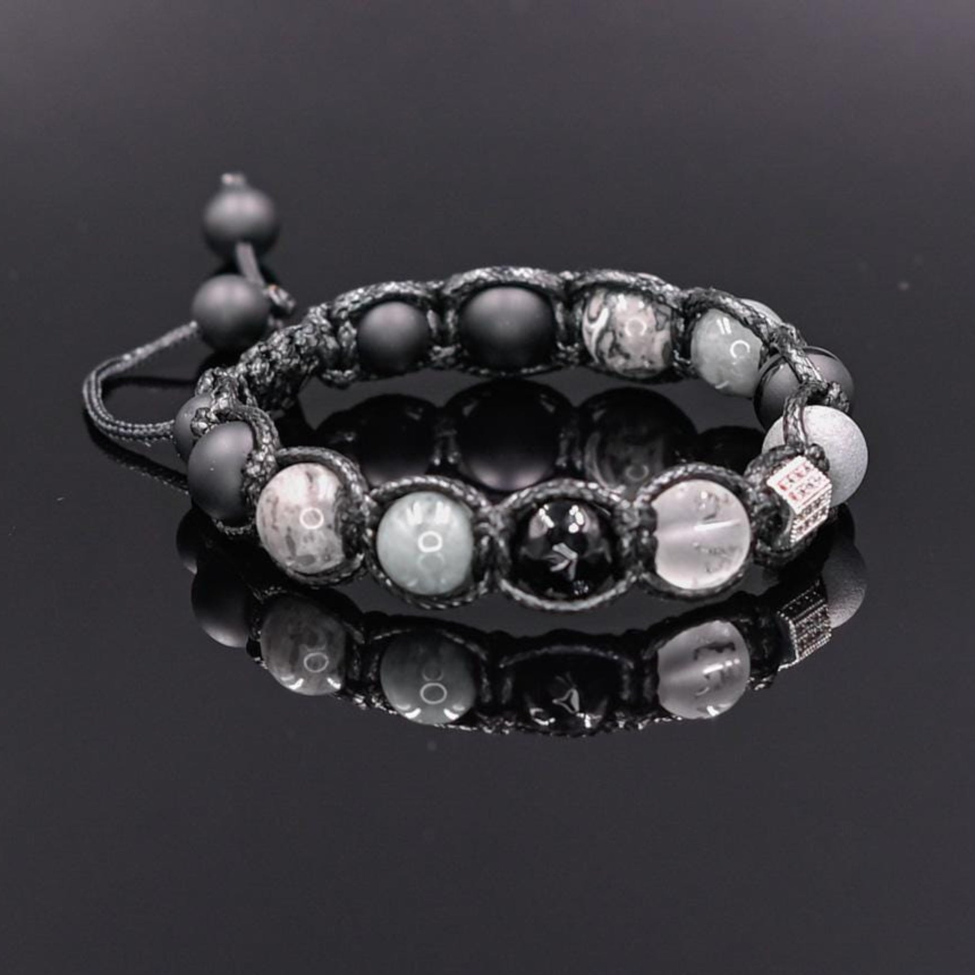 Men's Grey Zirconia Bracelet Hawk's Eye Bracelet Crystal Bracelet Onyx Bracelet Agate Bracelet Braided Bracelet Macrame Bracelet Men's Gift- Shamballa Bracelet - Mantra Bracelet  -  Yoga Bracelet -  Birthstone Bracelet - Gemstone Bracelet Men - Chakra Bracelet - Macrame Bracelet - Healing Bracelet - Gift for Father - Gift For Men - Valinde
