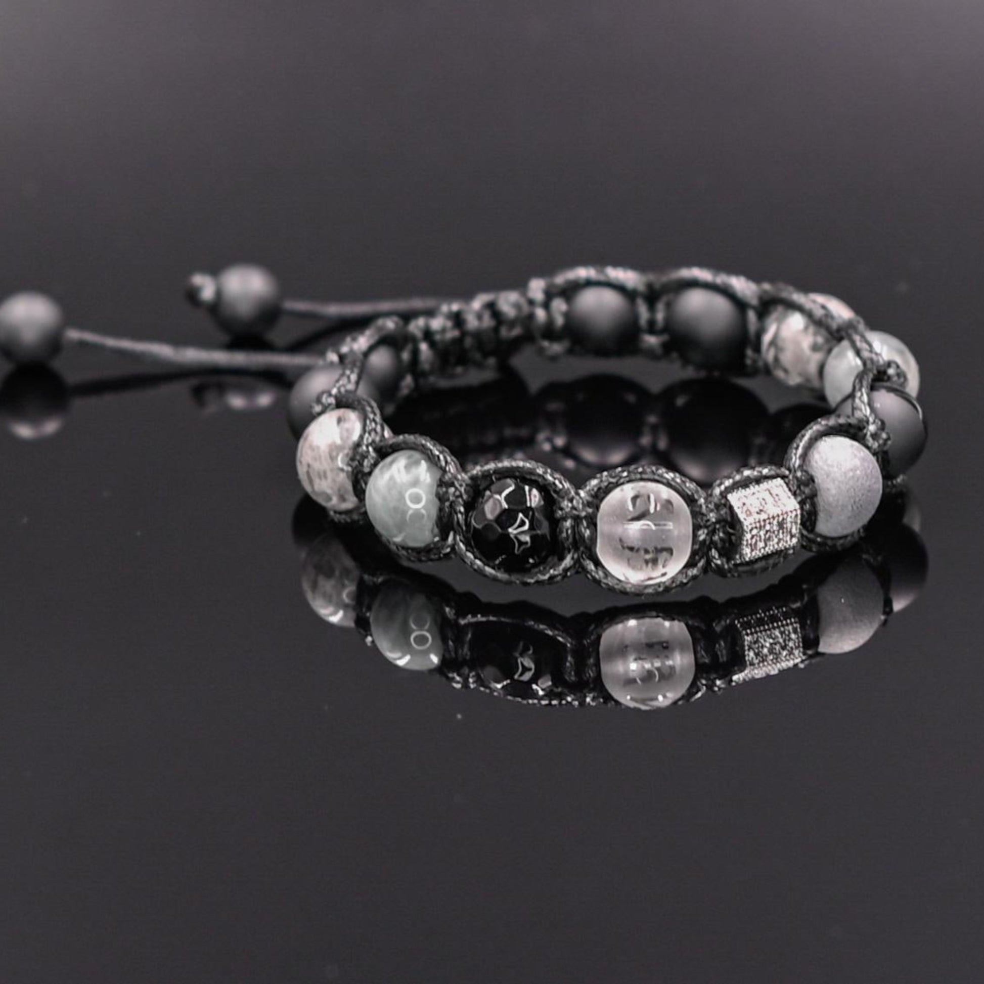 Men's Grey Zirconia Bracelet Hawk's Eye Bracelet Crystal Bracelet Onyx Bracelet Agate Bracelet Braided Bracelet Macrame Bracelet Men's Gift- Shamballa Bracelet - Mantra Bracelet  -  Yoga Bracelet -  Birthstone Bracelet - Gemstone Bracelet Men - Chakra Bracelet - Macrame Bracelet - Healing Bracelet - Gift for Father - Gift For Men - Valinde
