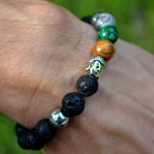 Men's Chakra Bracelet Buddha Head Bracelet Lava Stone Bracelet Jasper Bracelet Yoga Bracelet Gift for Men Malachite Bracelet Beaded Bracelet - Shamballa Bracelet - Birthstone Bracelet - Gemstone Bracelet Men - Chakra Bracelet - Macrame Bracelet - Healing Bracelet - Valinde
