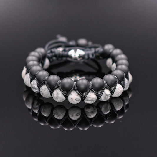 Men's Bracelet Double Bracelet Jasper Onyx Bracelet Macrame Bracelet Beaded Bracelet Gemstone Bracelet Gift for Men Double Row Bracelet - Shamballa Bracelet - Mantra Bracelet  -  Yoga Bracelet -  Birthstone Bracelet - Gemstone Bracelet Men - Chakra Bracelet - Macrame Bracelet - Healing Bracelet - Gift for Father - Gift For Men - Valinde
