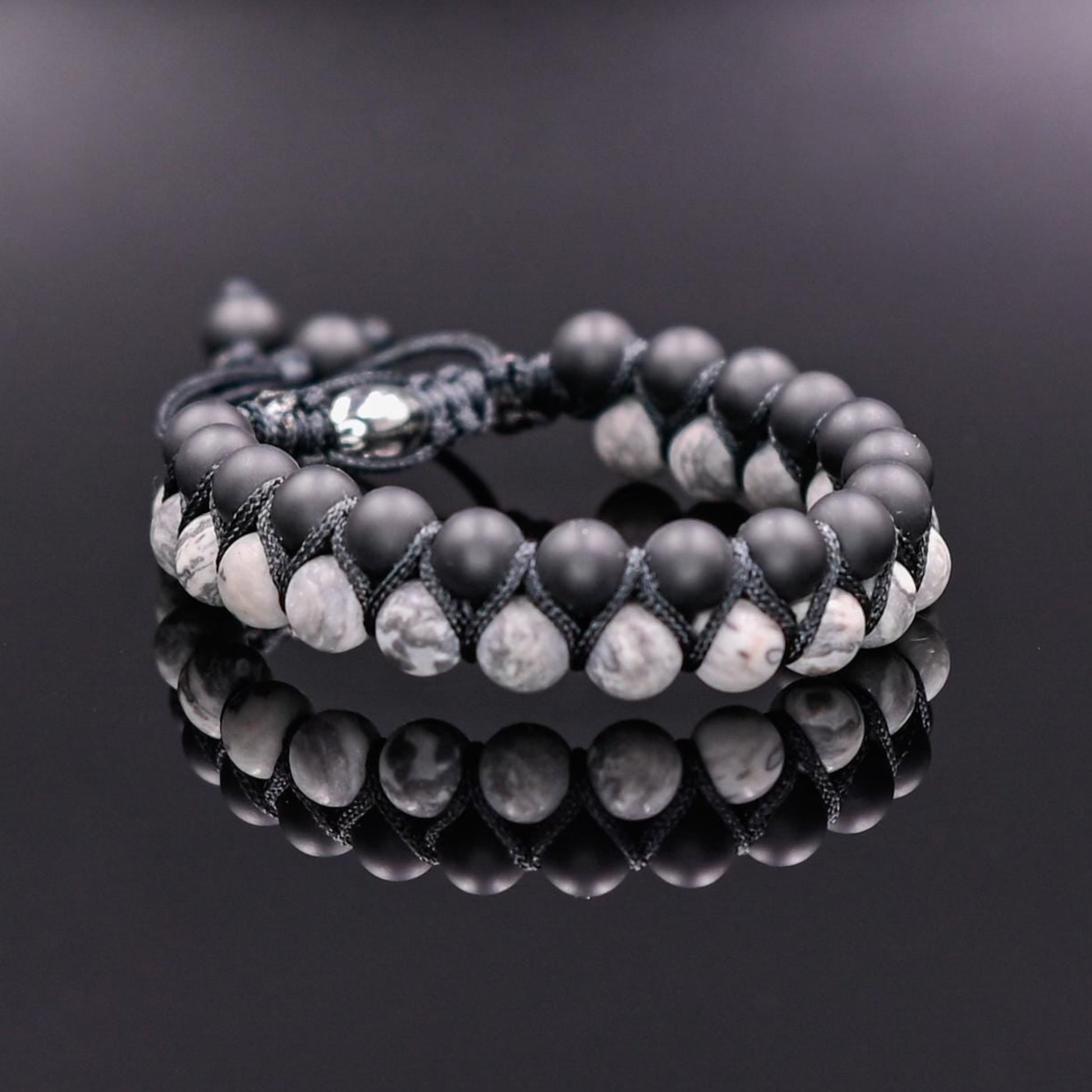 Men's Bracelet Double Bracelet Jasper Onyx Bracelet Macrame Bracelet Beaded Bracelet Gemstone Bracelet Gift for Men Double Row Bracelet - Shamballa Bracelet - Mantra Bracelet  -  Yoga Bracelet -  Birthstone Bracelet - Gemstone Bracelet Men - Chakra Bracelet - Macrame Bracelet - Healing Bracelet - Gift for Father - Gift For Men - Valinde
