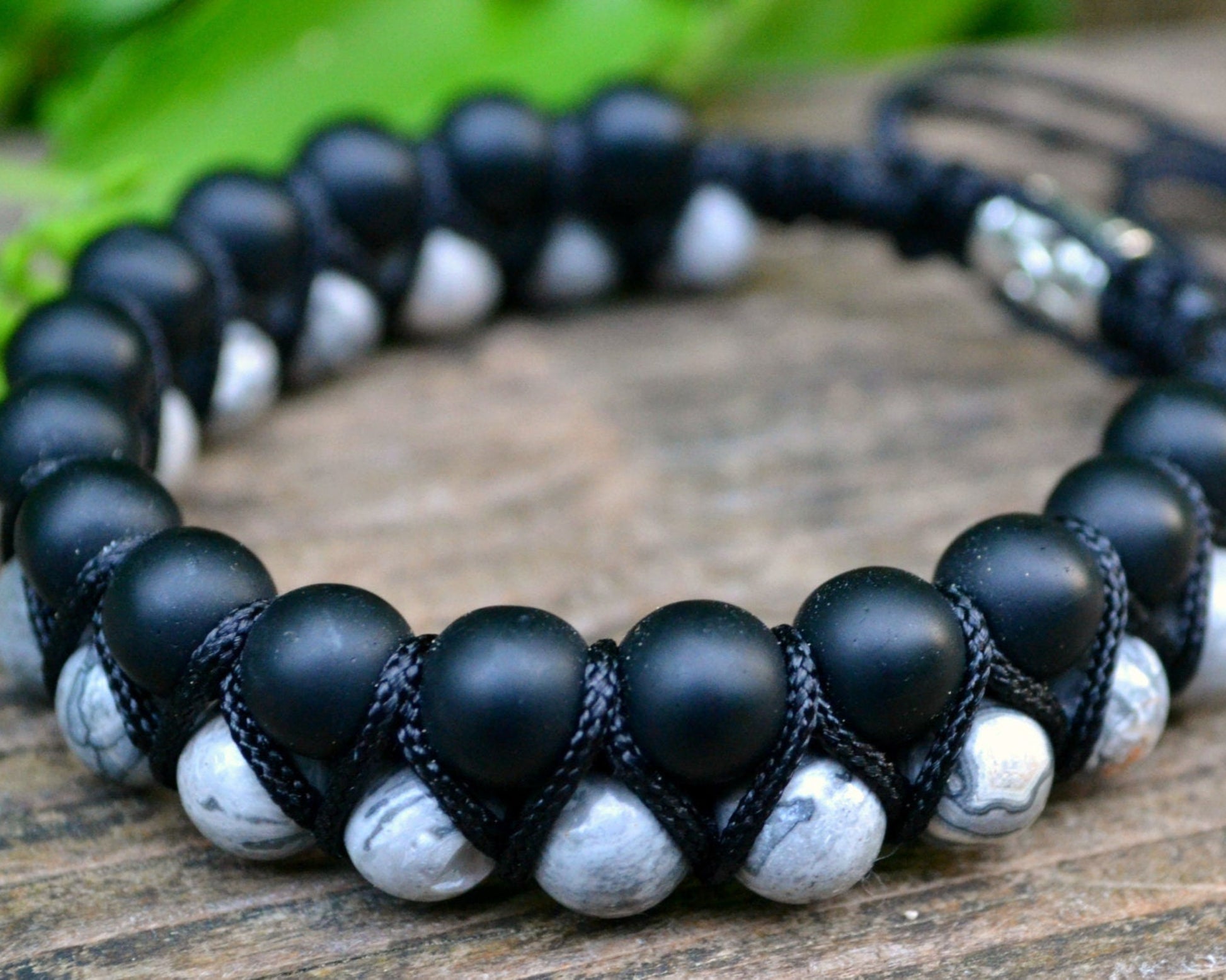 Men's Bracelet Double Bracelet Jasper Onyx Bracelet Macrame Bracelet Beaded Bracelet Gemstone Bracelet Gift for Men Double Row Bracelet - Shamballa Bracelet - Mantra Bracelet  -  Yoga Bracelet -  Birthstone Bracelet - Gemstone Bracelet Men - Chakra Bracelet - Macrame Bracelet - Healing Bracelet - Gift for Father - Gift For Men - Valinde
