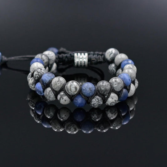 Men's Jasper Bracelet / Double Macrame Bracelet / Sodalite Bracelet / Men's Gift / Adjustable Bracelet / Double Row Bracelet / Gift for Men - Shamballa Bracelet - Mantra Bracelet  -  Yoga Bracelet -  Birthstone Bracelet - Gemstone Bracelet Men - Chakra Bracelet - Macrame Bracelet - Healing Bracelet - Gift for Father - Gift For Men - Valinde
