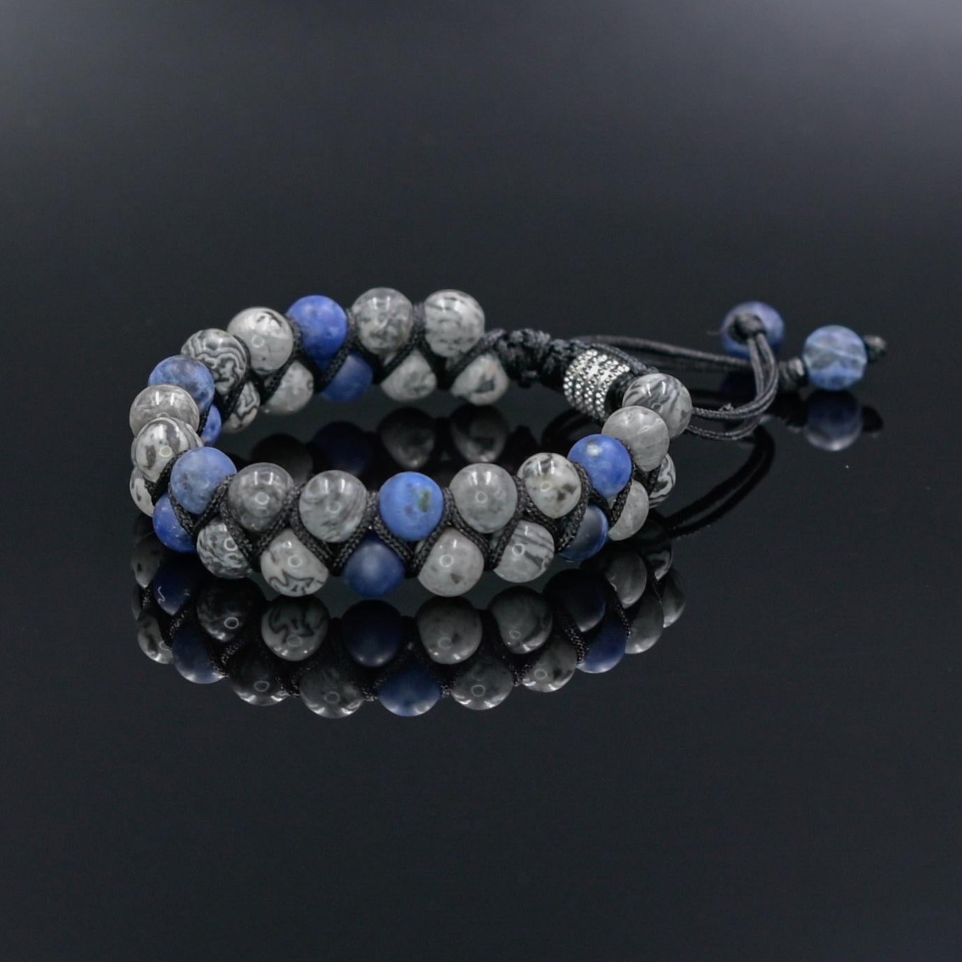 Men's Jasper Bracelet / Double Macrame Bracelet / Sodalite Bracelet / Men's Gift / Adjustable Bracelet / Double Row Bracelet / Gift for Men - Shamballa Bracelet - Mantra Bracelet  -  Yoga Bracelet -  Birthstone Bracelet - Gemstone Bracelet Men - Chakra Bracelet - Macrame Bracelet - Healing Bracelet - Gift for Father - Gift For Men - Valinde
