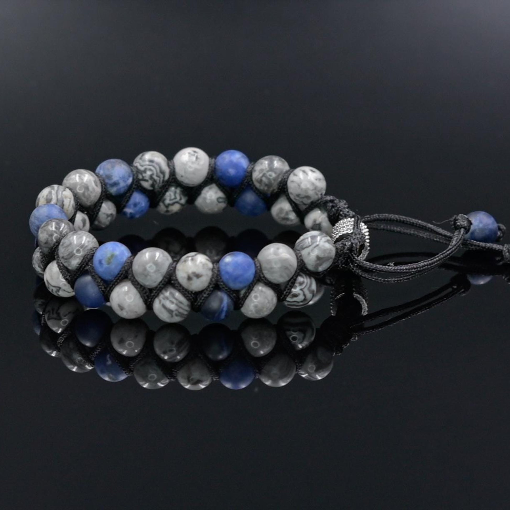 Men's Jasper Bracelet / Double Macrame Bracelet / Sodalite Bracelet / Men's Gift / Adjustable Bracelet / Double Row Bracelet / Gift for Men - Shamballa Bracelet - Mantra Bracelet  -  Yoga Bracelet -  Birthstone Bracelet - Gemstone Bracelet Men - Chakra Bracelet - Macrame Bracelet - Healing Bracelet - Gift for Father - Gift For Men - Valinde
