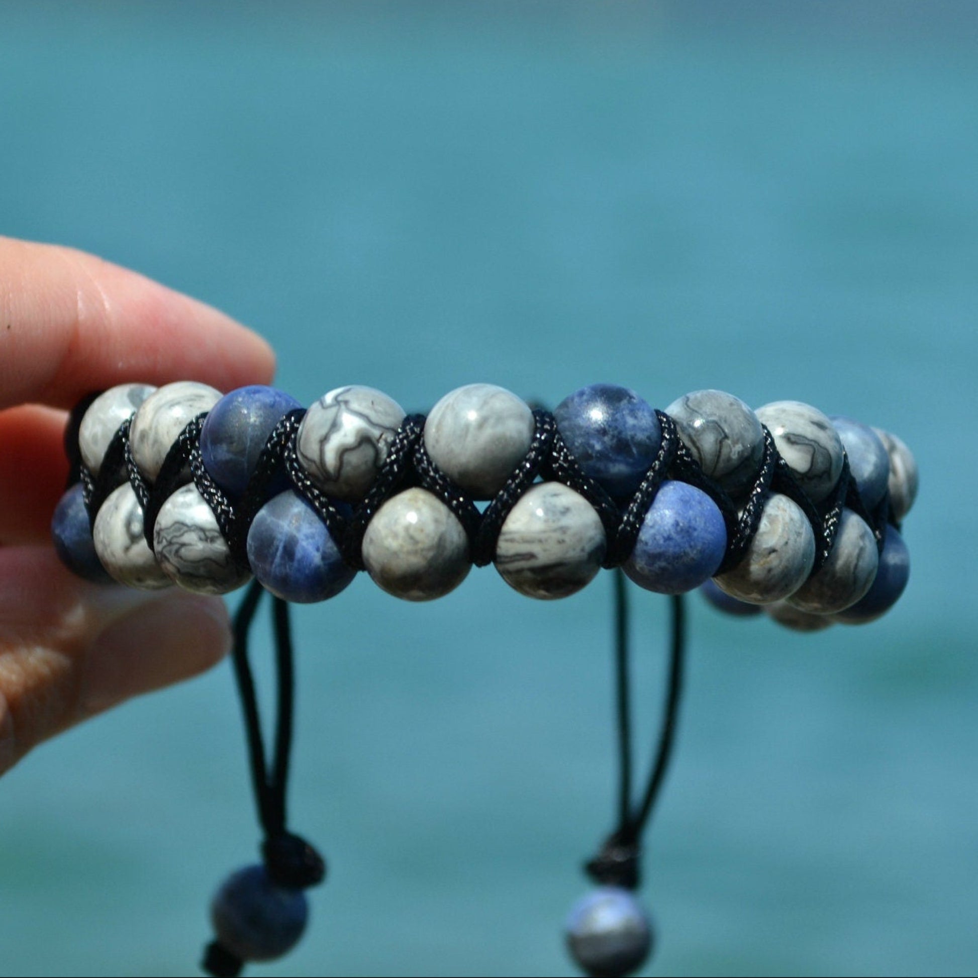 Men's Jasper Bracelet / Double Macrame Bracelet / Sodalite Bracelet / Men's Gift / Adjustable Bracelet / Double Row Bracelet / Gift for Men - Shamballa Bracelet - Mantra Bracelet  -  Yoga Bracelet -  Birthstone Bracelet - Gemstone Bracelet Men - Chakra Bracelet - Macrame Bracelet - Healing Bracelet - Gift for Father - Gift For Men - Valinde
