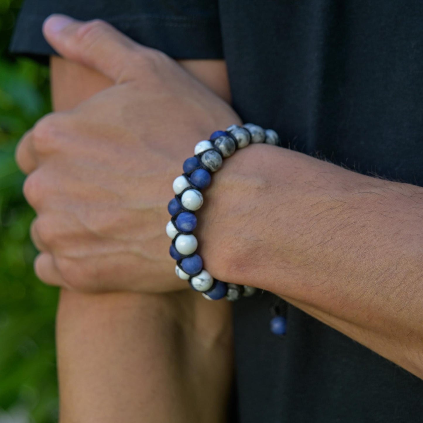 Double Row Men's Beaded Bracelet, Sodalite, Howlite, and Jasper Natural Stones Bracelet, Adjustable Wristband, Blue& White Macrame BraceletGift for Men Macrame Bracelet Stone Adjustable Bracelet Christmas Gift  Gemstone Bracelet Gift for Men  Adjustable Bracelet for Men - Shamballa Bracelet - Mantra Bracelet  -  Yoga Bracelet -  Birthstone Bracelet - Gemstone Bracelet Men - Chakra Bracelet - Macrame Bracelet - Healing Bracelet - Gift for Father - Gift For Men - Valinde
