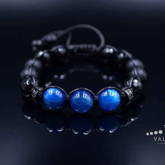 Men's Blue Kyanite Beaded Bracelet Black Onyx Bracelet Gift for Men Man Kyanite Bracelet Macrame Bracelet Crystal Bracelet Men's Gift - Shamballa Bracelet - Mantra Bracelet  -  Yoga Bracelet -  Birthstone Bracelet - Gemstone Bracelet Men - Chakra Bracelet - Macrame Bracelet - Healing Bracelet - Gift for Father - Gift For Men - Valinde
