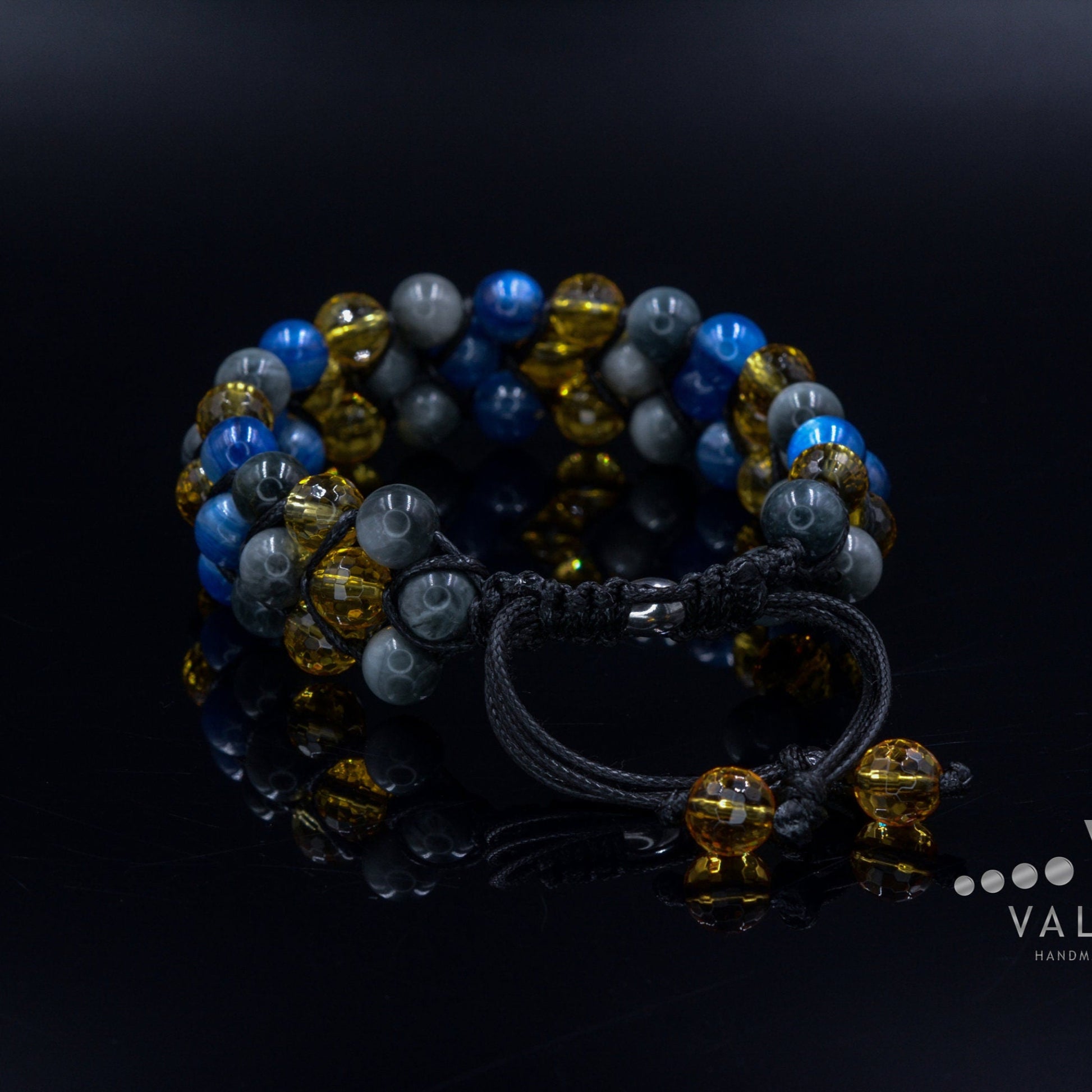 Men's Kyanite Triple Bracelet / Luxury Gemstone Bracelet / 3 Row Bracelet / Citrine Macrame Bracelet / Hawk Eye Bracelet / Gift for Men  -  Shamballa Bracelet  -  Birthstone Bracelet - Gemstone Bracelet Men - Chakra Bracelet - Macrame Bracelet - Healing Bracelet - Valinde
