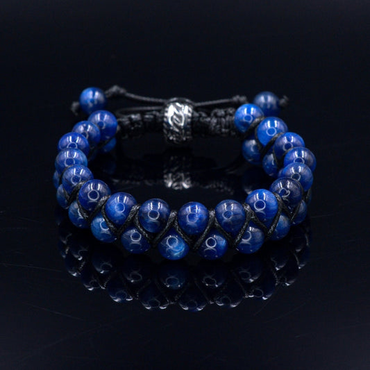 Genuine Kyanite Bracelet Men's Double Row Macrame Bracelet Gift for Men Blue Kyanite Beads Bracelet Man STone Bracelet Adjustable Bracelet  - 
Shamballa Bracelet - Birthstone Bracelet - Gemstone Bracelet Men - Chakra Bracelet - Macrame Bracelet - Healing Bracelet - Valinde
