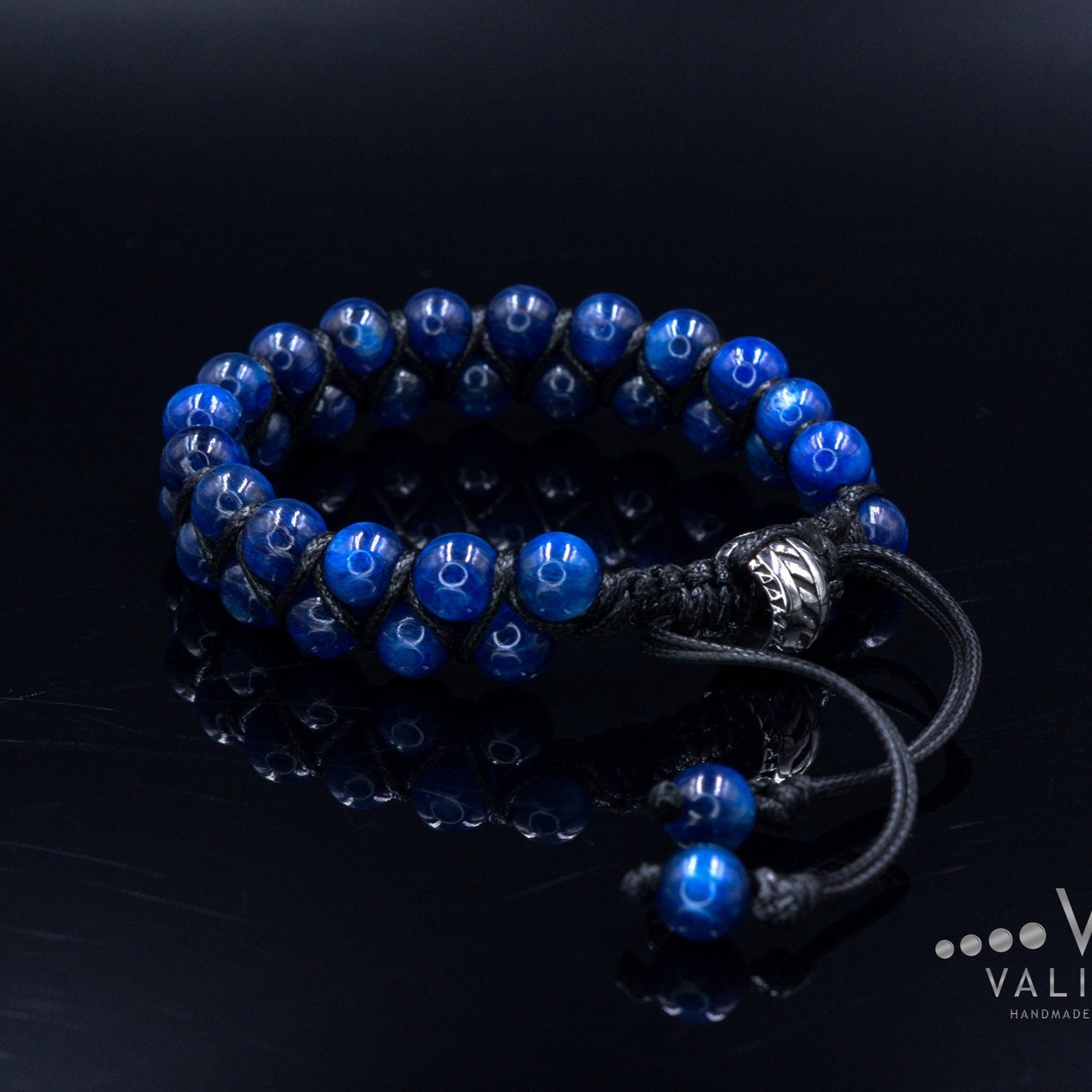 "Genuine Kyanite Bracelet Men's Double Row Macrame Bracelet Gift for Men Blue Kyanite Beads Bracelet Man STone Bracelet Adjustable Bracelet  - 
Shamballa Bracelet - Birthstone Bracelet - Gemstone Bracelet Men - Chakra Bracelet - Macrame Bracelet - Healing Bracelet - Valinde"
