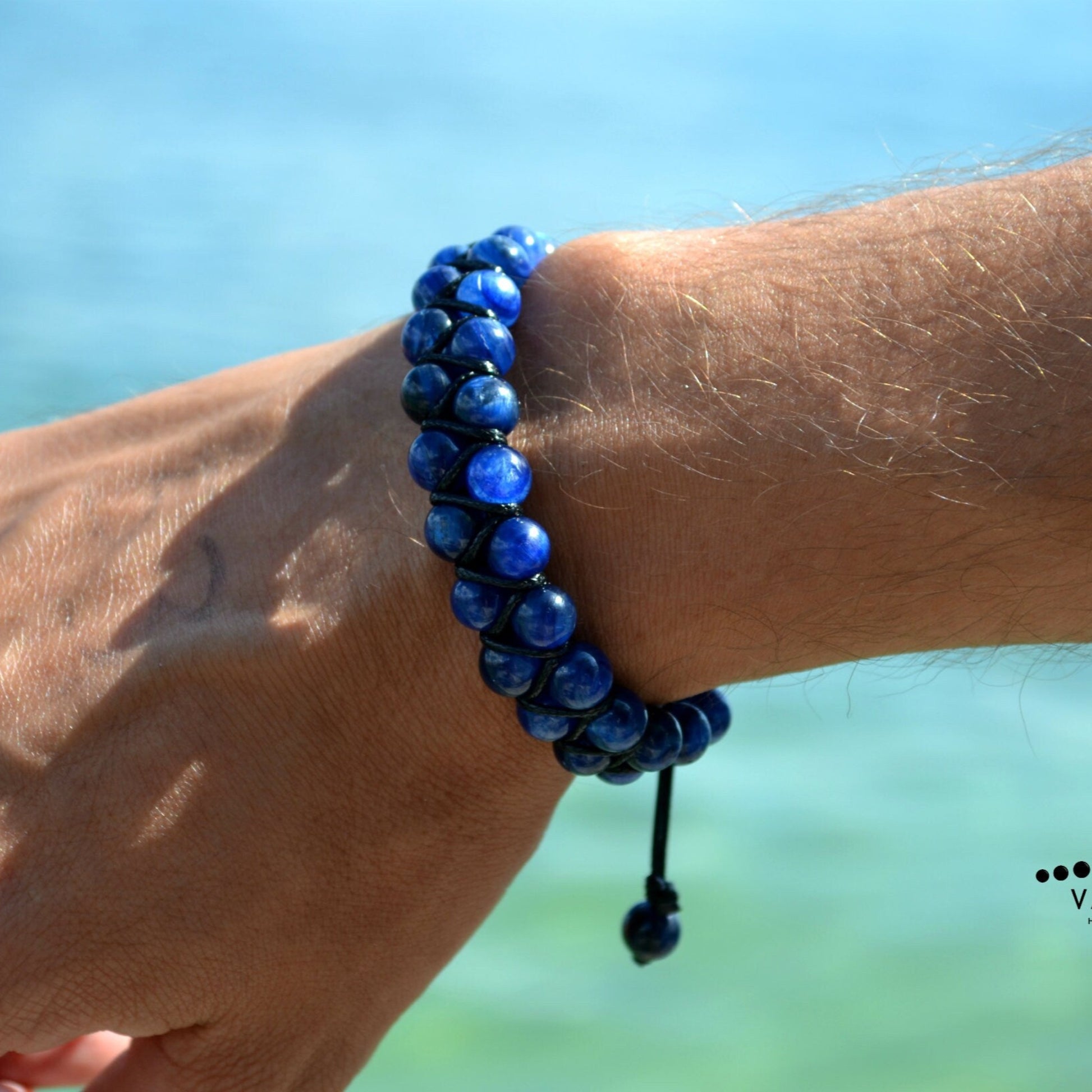 Genuine Kyanite Bracelet Men's Double Row Macrame Bracelet Gift for Men Blue Kyanite Beads Bracelet Man STone Bracelet Adjustable Bracelet  - 
Shamballa Bracelet - Birthstone Bracelet - Gemstone Bracelet Men - Chakra Bracelet - Macrame Bracelet - Healing Bracelet - Valinde
