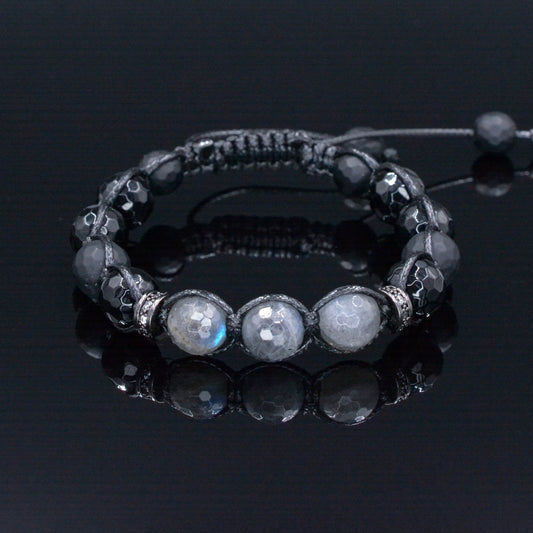 Flash Labradorite Bracelet - Men's Black Onyx Gemstone Bracelet - Braided Adjustable Bracelet - Gift for Men - Stone Macrame Bracelet Men - Shamballa Bracelet - Mantra Bracelet  -  Yoga Bracelet -  Birthstone Bracelet - Gemstone Bracelet Men - Chakra Bracelet - Macrame Bracelet - Healing Bracelet - Gift for Father - Gift For Men - Valinde
