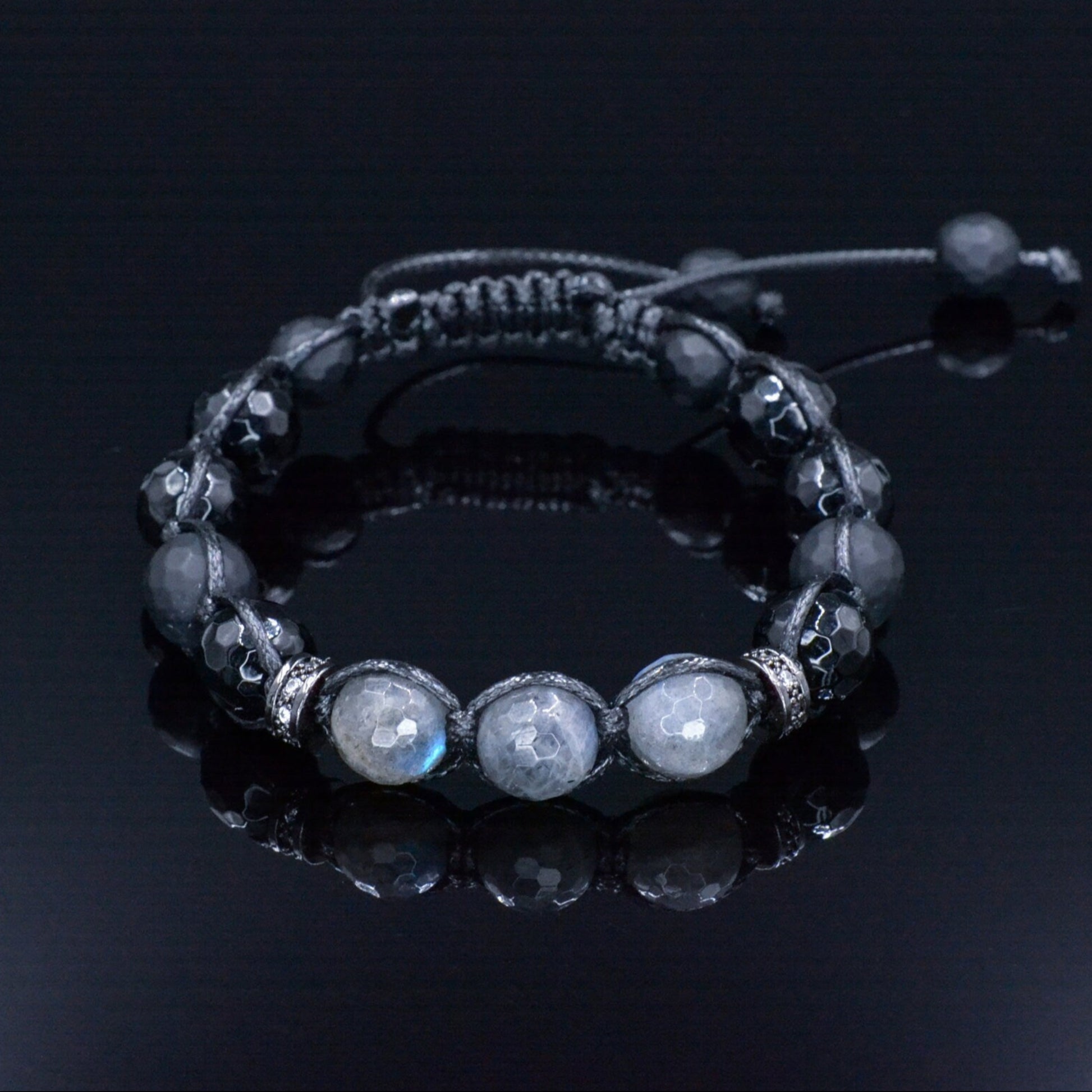 Flash Labradorite Bracelet - Men's Black Onyx Gemstone Bracelet - Braided Adjustable Bracelet - Gift for Men - Stone Macrame Bracelet Men - Shamballa Bracelet - Mantra Bracelet  -  Yoga Bracelet -  Birthstone Bracelet - Gemstone Bracelet Men - Chakra Bracelet - Macrame Bracelet - Healing Bracelet - Gift for Father - Gift For Men - Valinde
