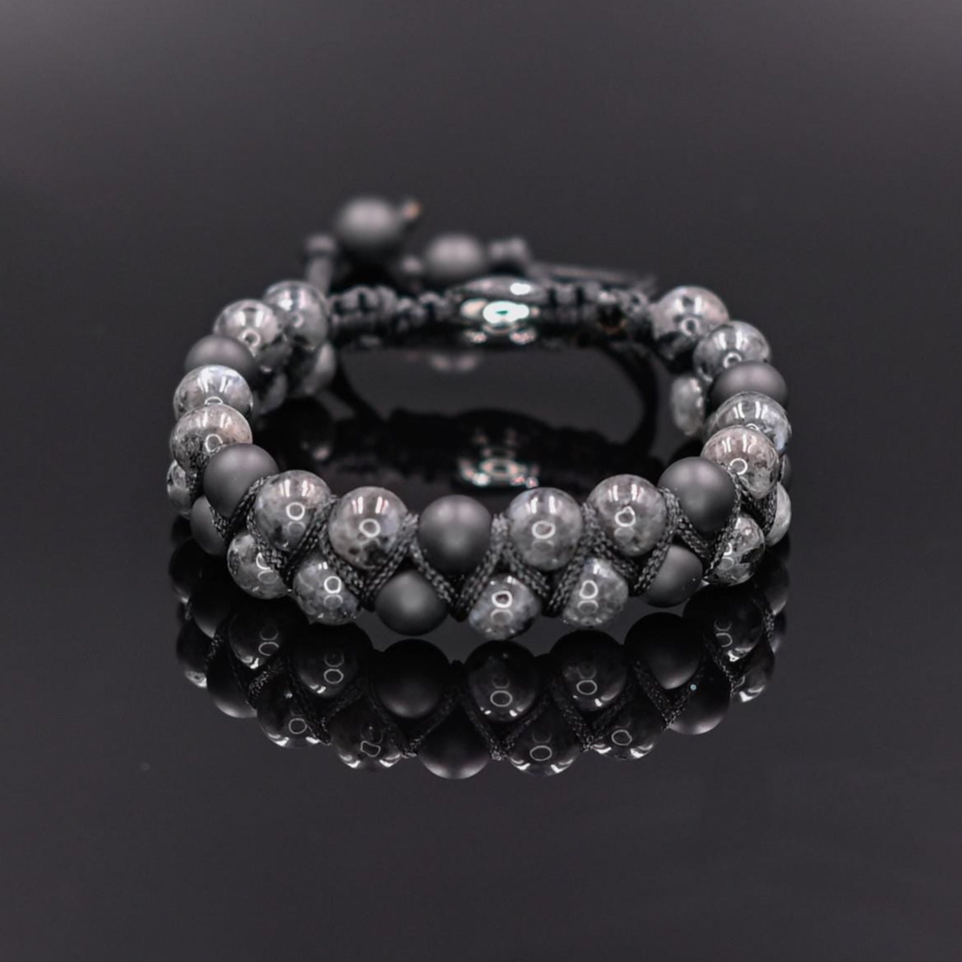 Men's Labradorite Bracelet Double Row Bracelet Onyx Bracelet Grey Stone Bracelet Beaded Bracelet Adjustable Macrame Bracelet For Men- Shamballa Bracelet - Mantra Bracelet  -  Yoga Bracelet -  Birthstone Bracelet - Gemstone Bracelet Men - Chakra Bracelet - Macrame Bracelet - Healing Bracelet - Gift for Father - Gift For Men - Valinde
