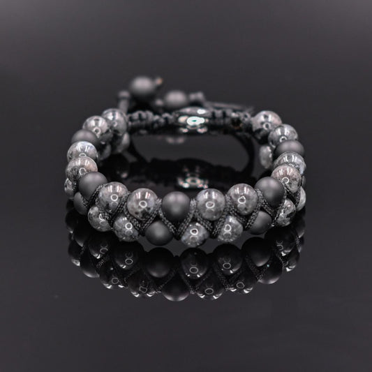 Men's Labradorite Bracelet Double Row Bracelet Onyx Bracelet Grey Stone Bracelet Beaded Bracelet Adjustable Macrame Bracelet For Men- Shamballa Bracelet - Mantra Bracelet  -  Yoga Bracelet -  Birthstone Bracelet - Gemstone Bracelet Men - Chakra Bracelet - Macrame Bracelet - Healing Bracelet - Gift for Father - Gift For Men - Valinde
