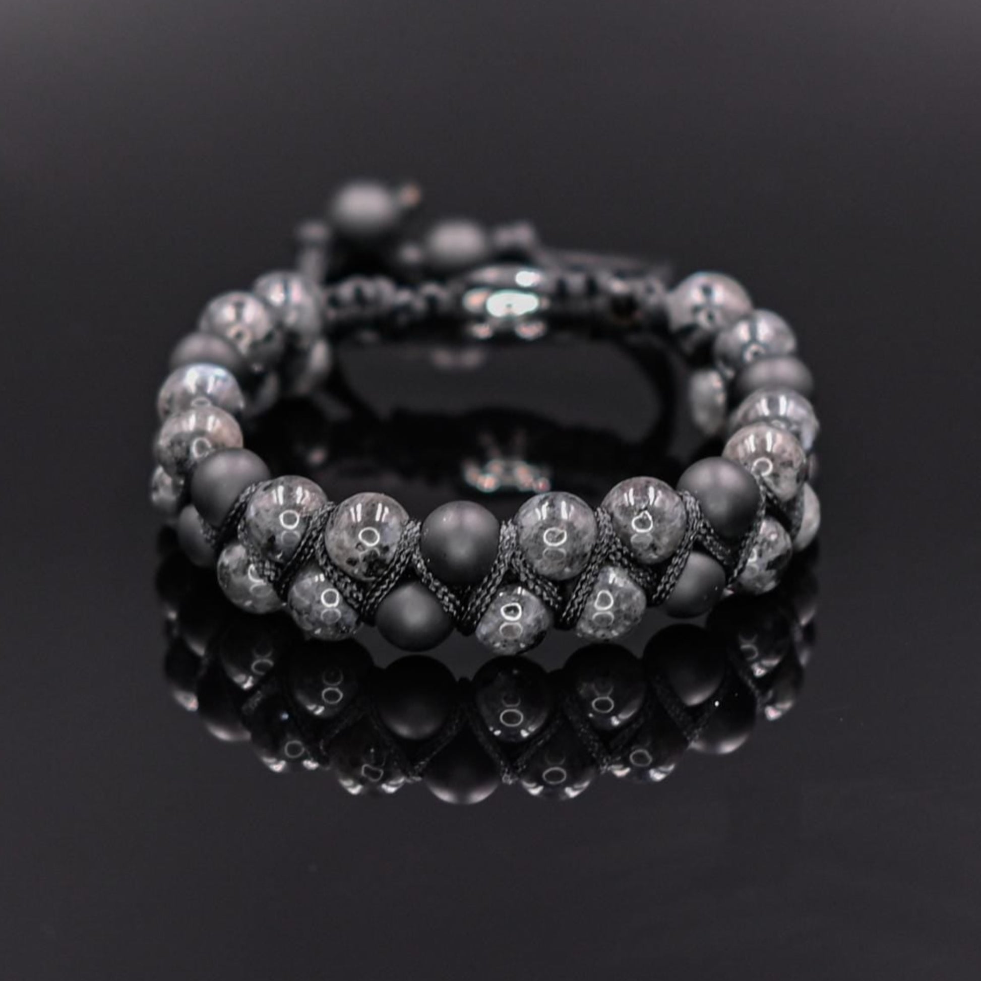 Men's Labradorite Bracelet Double Row Bracelet Onyx Bracelet Grey Stone Bracelet Beaded Bracelet Adjustable Macrame Bracelet For Men- Shamballa Bracelet - Mantra Bracelet  -  Yoga Bracelet -  Birthstone Bracelet - Gemstone Bracelet Men - Chakra Bracelet - Macrame Bracelet - Healing Bracelet - Gift for Father - Gift For Men - Valinde
