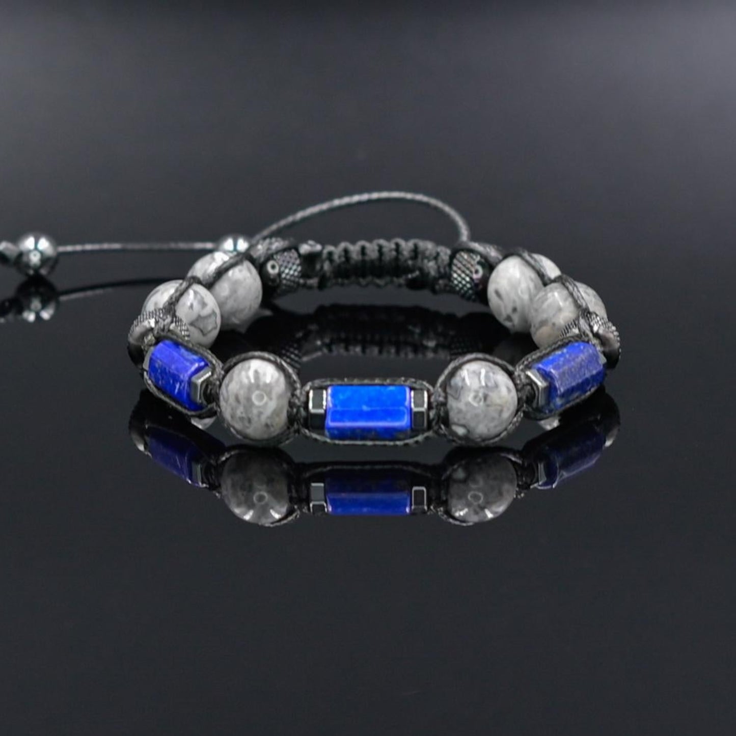 Blue Lapis Lazuli Jasper Gemstone Bracelet for Men, Gift for Men, Adjustable Braided Bracelet, Gift for Men, Adjustable Macrame Braided Gemstone Bracelet, Braided Adjustable Gemstone Bead Bracelet, Genuine Raw Stone Jewelry, Gift for Men, Adjustable Braided Macrame Bracelet, Gift for Men - Shamballa Bracelet - Mantra Bracelet  -  Yoga Bracelet -  Birthstone Bracelet - Gemstone Bracelet Men - Chakra Bracelet - Macrame Bracelet - Healing Bracelet - Gift for Father - Gift For Men - Valinde
