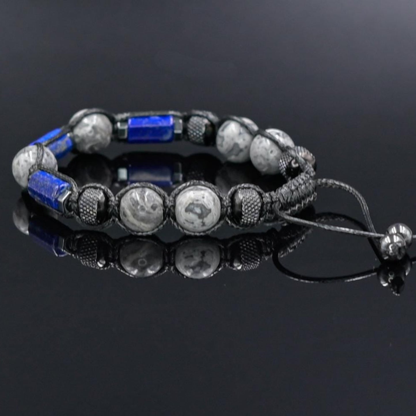 Blue Lapis Lazuli Jasper Gemstone Bracelet for Men, Gift for Men, Adjustable Braided Bracelet, Gift for Men, Adjustable Macrame Braided Gemstone Bracelet, Braided Adjustable Gemstone Bead Bracelet, Genuine Raw Stone Jewelry, Gift for Men, Adjustable Braided Macrame Bracelet, Gift for Men - Shamballa Bracelet - Mantra Bracelet  -  Yoga Bracelet -  Birthstone Bracelet - Gemstone Bracelet Men - Chakra Bracelet - Macrame Bracelet - Healing Bracelet - Gift for Father - Gift For Men - Valinde
