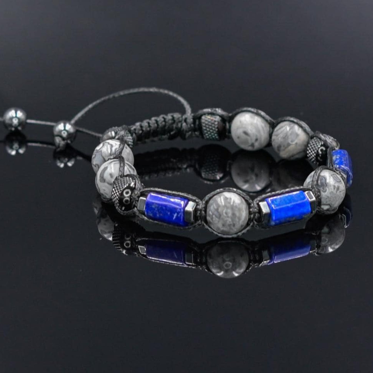 Blue Lapis Lazuli Jasper Gemstone Bracelet for Men, Gift for Men, Adjustable Braided Bracelet, Gift for Men, Adjustable Macrame Braided Gemstone Bracelet, Braided Adjustable Gemstone Bead Bracelet, Genuine Raw Stone Jewelry, Gift for Men, Adjustable Braided Macrame Bracelet, Gift for Men - Shamballa Bracelet - Mantra Bracelet  -  Yoga Bracelet -  Birthstone Bracelet - Gemstone Bracelet Men - Chakra Bracelet - Macrame Bracelet - Healing Bracelet - Gift for Father - Gift For Men - Valinde
