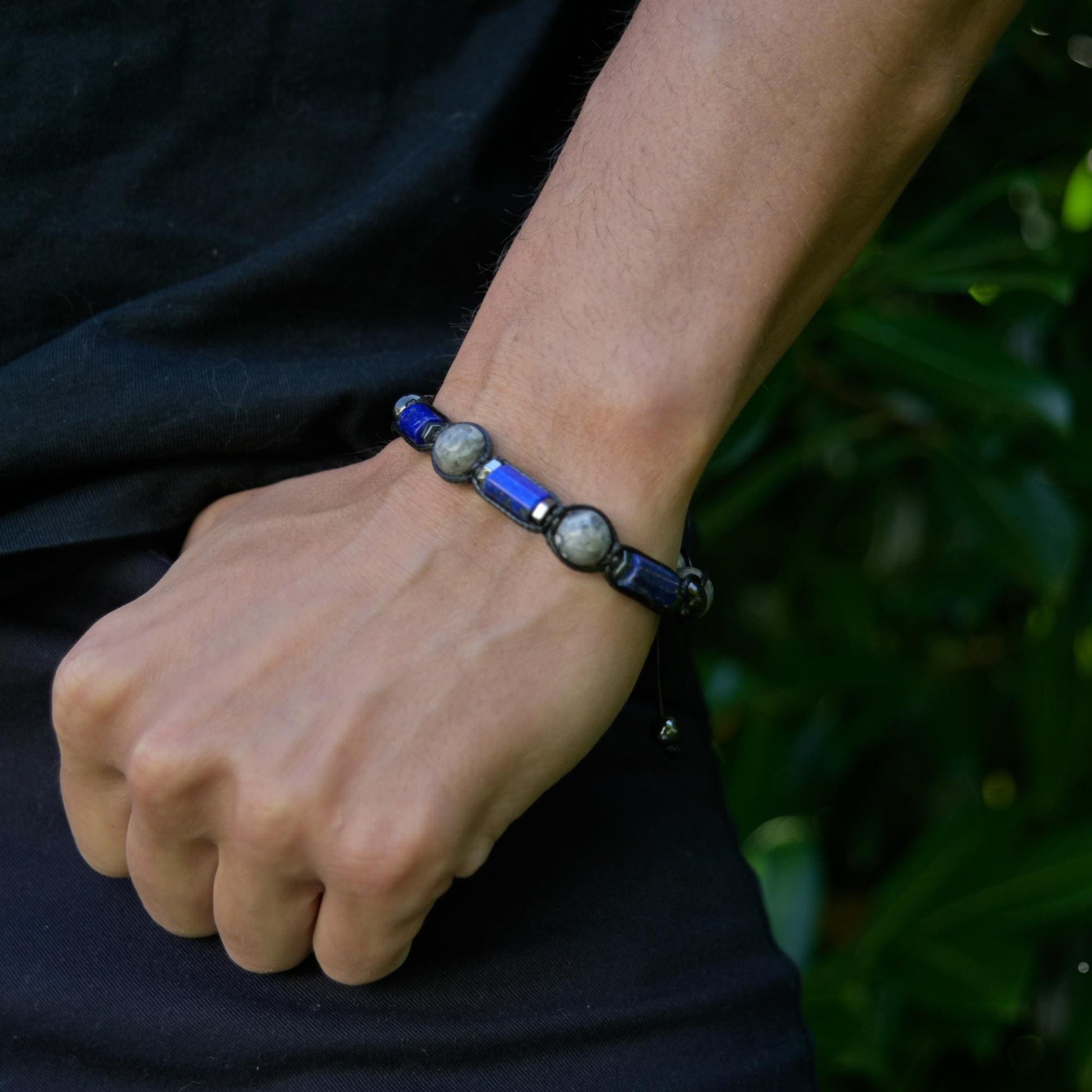 Blue Lapis Lazuli Jasper Gemstone Bracelet for Men, Gift for Men, Adjustable Braided Bracelet, Gift for Men, Adjustable Macrame Braided Gemstone Bracelet, Braided Adjustable Gemstone Bead Bracelet, Genuine Raw Stone Jewelry, Gift for Men, Adjustable Braided Macrame Bracelet, Gift for Men - Shamballa Bracelet - Mantra Bracelet  -  Yoga Bracelet -  Birthstone Bracelet - Gemstone Bracelet Men - Chakra Bracelet - Macrame Bracelet - Healing Bracelet - Gift for Father - Gift For Men - Valinde
