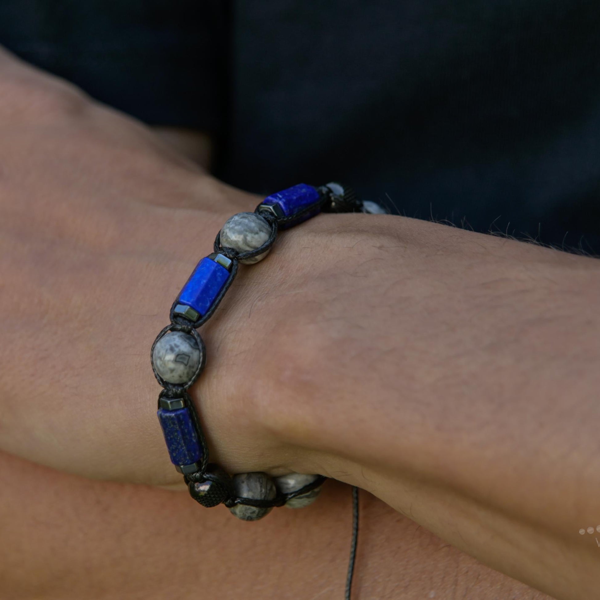 Blue Lapis Lazuli Jasper Gemstone Bracelet for Men, Gift for Men, Adjustable Braided Bracelet, Gift for Men, Adjustable Macrame Braided Gemstone Bracelet, Braided Adjustable Gemstone Bead Bracelet, Genuine Raw Stone Jewelry, Gift for Men, Adjustable Braided Macrame Bracelet, Gift for Men - Shamballa Bracelet - Mantra Bracelet  -  Yoga Bracelet -  Birthstone Bracelet - Gemstone Bracelet Men - Chakra Bracelet - Macrame Bracelet - Healing Bracelet - Gift for Father - Gift For Men - Valinde
