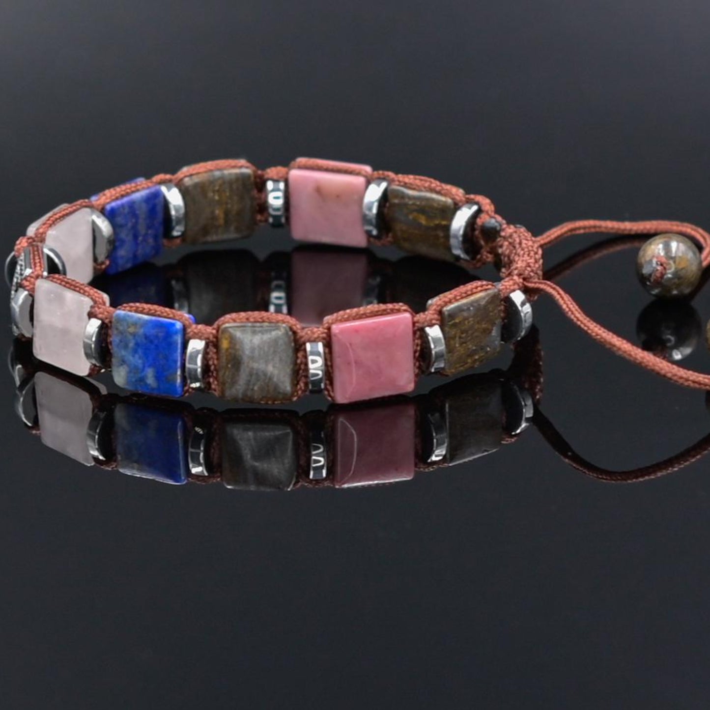 Lapis lazuli, Rose Quartz, Bronzite Square Bead Bracelet, Protection Bracelet gift for Him, Stainless Steel Jewelry,Healing Crystal Bracelet, Masculine Strength Gift, Spiritual Protection, Gift for Men, Adjustable Braided Bracelet, Gift for Men, Adjustable Macrame Braided Gemstone Bracelet, Braided Adjustable Gemstone Bead Bracelet, Genuine Raw Stone Jewelry, Gift for Men, Adjustable Braided Macrame Bracelet, Gift for Men - Shamballa Bracelet - Mantra Bracelet  -  Yoga Bracelet -  Birthstone Bracelet - Gems