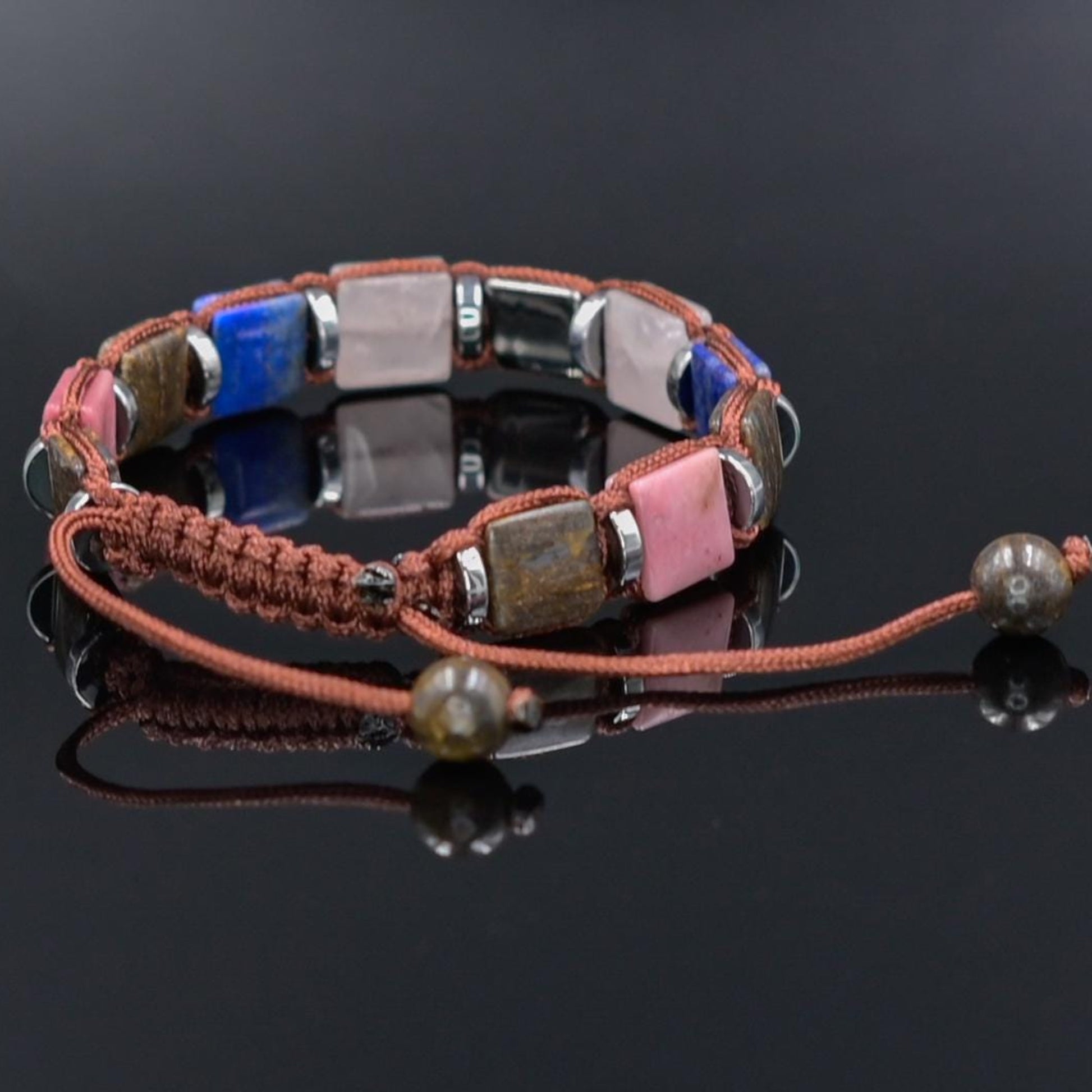 Lapis lazuli, Rose Quartz, Bronzite Square Bead Bracelet, Protection Bracelet gift for Him, Stainless Steel Jewelry,Healing Crystal Bracelet, Masculine Strength Gift, Spiritual Protection, Gift for Men, Adjustable Braided Bracelet, Gift for Men, Adjustable Macrame Braided Gemstone Bracelet, Braided Adjustable Gemstone Bead Bracelet, Genuine Raw Stone Jewelry, Gift for Men, Adjustable Braided Macrame Bracelet, Gift for Men - Shamballa Bracelet - Mantra Bracelet  -  Yoga Bracelet -  Birthstone Bracelet - Gems