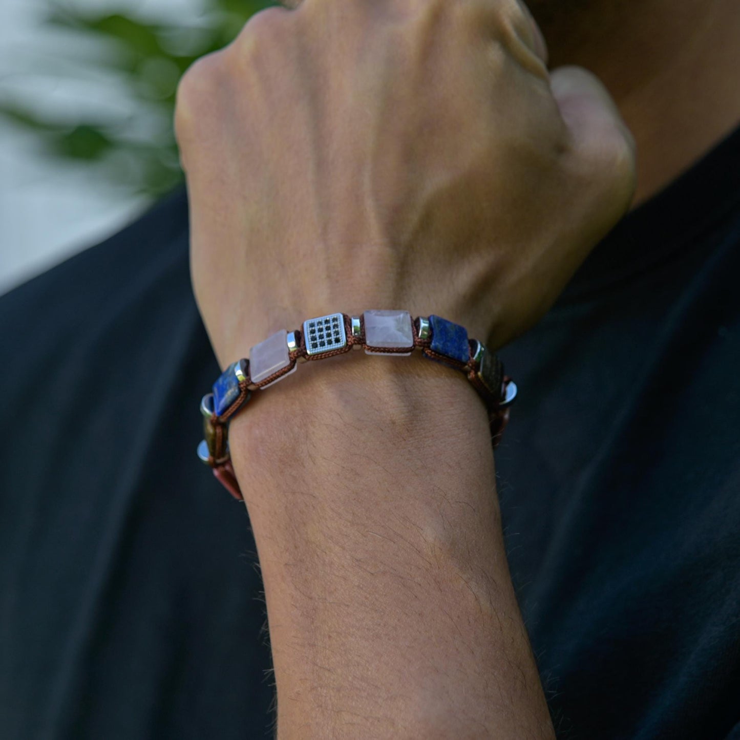 Lapis lazuli, Rose Quartz, Bronzite Square Bead Bracelet, Protection Bracelet gift for Him, Stainless Steel Jewelry,Healing Crystal Bracelet, Masculine Strength Gift, Spiritual Protection, Gift for Men, Adjustable Braided Bracelet, Gift for Men, Adjustable Macrame Braided Gemstone Bracelet, Braided Adjustable Gemstone Bead Bracelet, Genuine Raw Stone Jewelry, Gift for Men, Adjustable Braided Macrame Bracelet, Gift for Men - Shamballa Bracelet - Mantra Bracelet  -  Yoga Bracelet -  Birthstone Bracelet - Gems