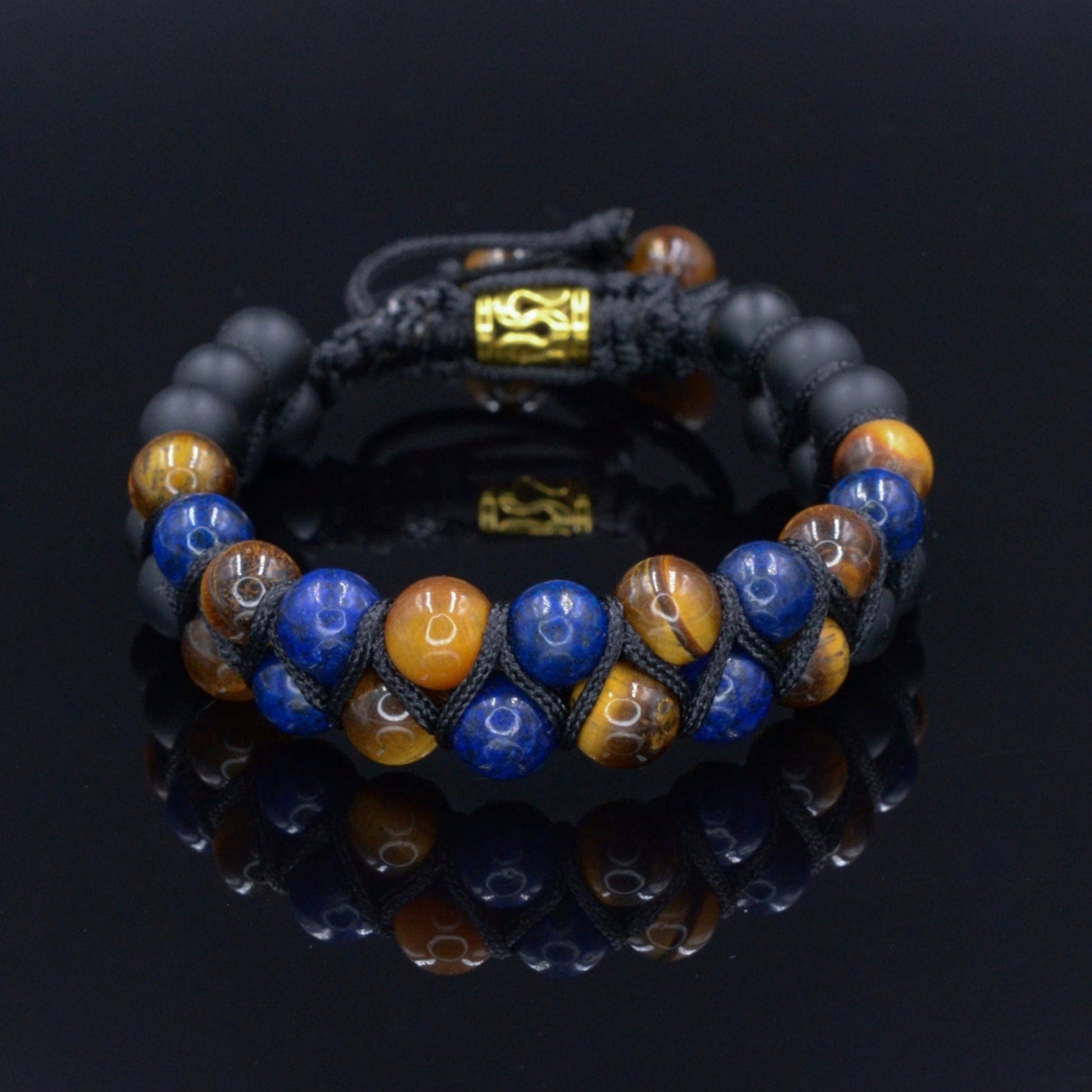 Lapis Lazuli Double Bracelet Men's Tiger's Eye Bracelet Double Row Bracelet Macrame Bracelet Onyx Bracelet Gift for Men Father's Day Gift - Shamballa Bracelet - Mantra Bracelet  -  Yoga Bracelet -  Birthstone Bracelet - Gemstone Bracelet Men - Chakra Bracelet - Macrame Bracelet - Healing Bracelet - Gift for Father - Gift For Men - Valinde
