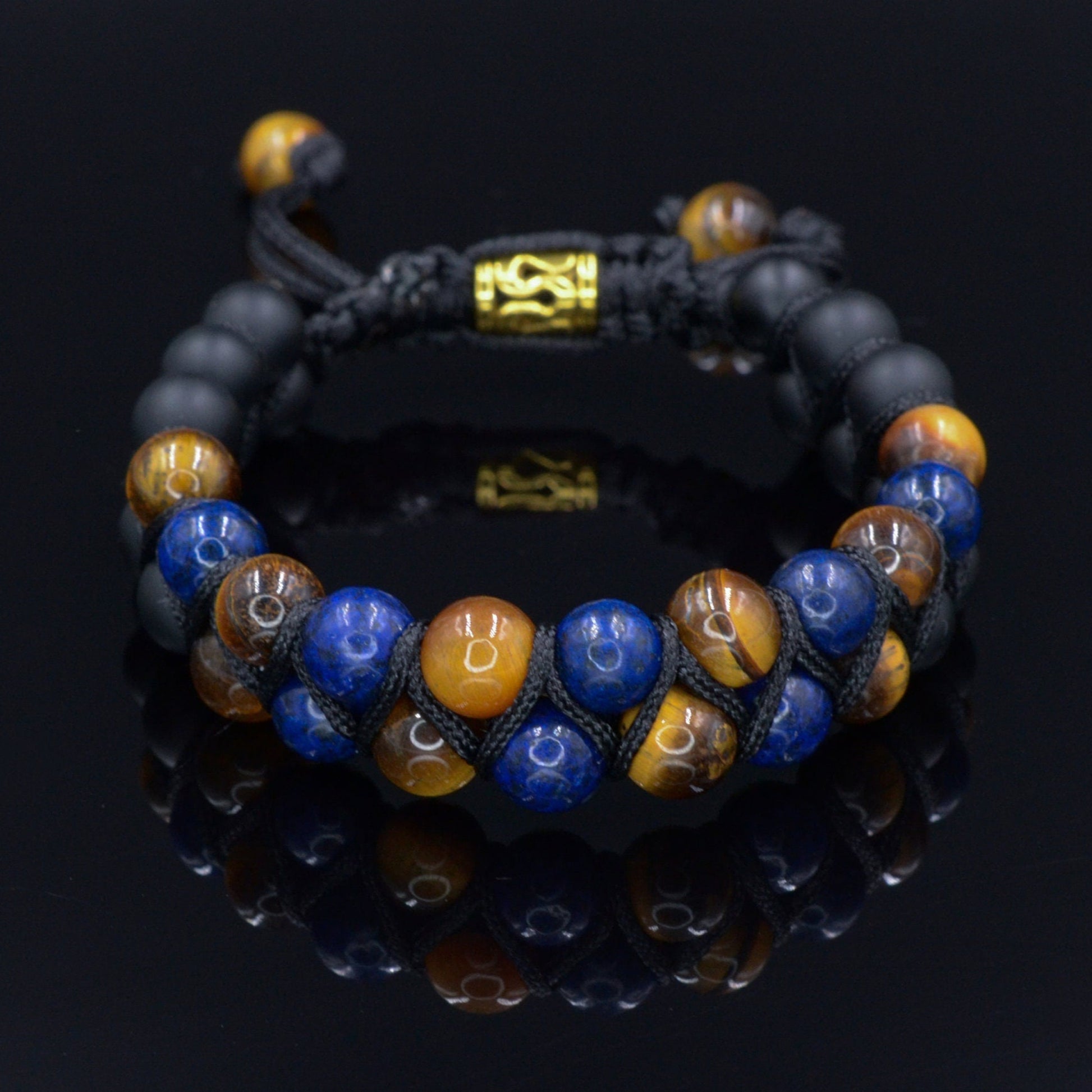 Lapis Lazuli Double Bracelet Men's Tiger's Eye Bracelet Double Row Bracelet Macrame Bracelet Onyx Bracelet Gift for Men Father's Day Gift - Shamballa Bracelet - Mantra Bracelet  -  Yoga Bracelet -  Birthstone Bracelet - Gemstone Bracelet Men - Chakra Bracelet - Macrame Bracelet - Healing Bracelet - Gift for Father - Gift For Men - Valinde
