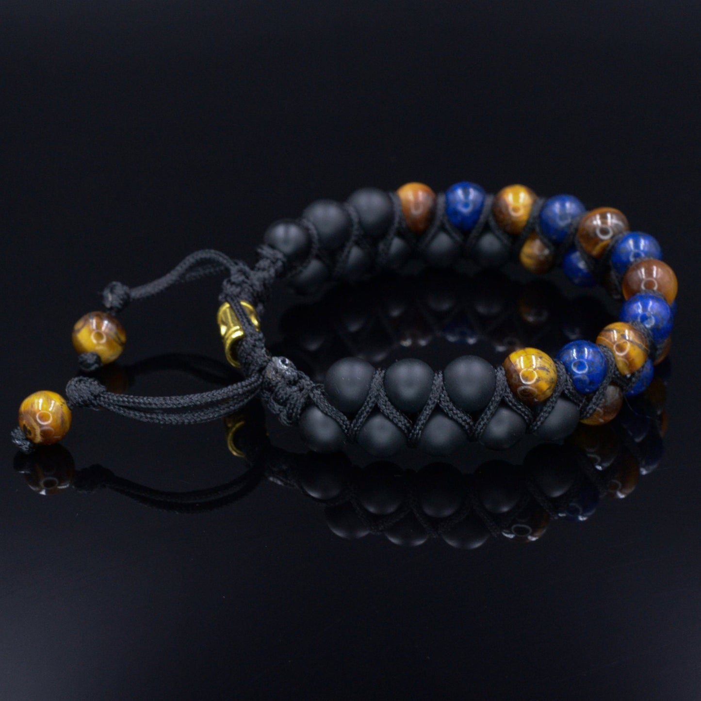 Lapis Lazuli Double Bracelet Men's Tiger's Eye Bracelet Double Row Bracelet Macrame Bracelet Onyx Bracelet Gift for Men Father's Day Gift - Shamballa Bracelet - Mantra Bracelet  -  Yoga Bracelet -  Birthstone Bracelet - Gemstone Bracelet Men - Chakra Bracelet - Macrame Bracelet - Healing Bracelet - Gift for Father - Gift For Men - Valinde
