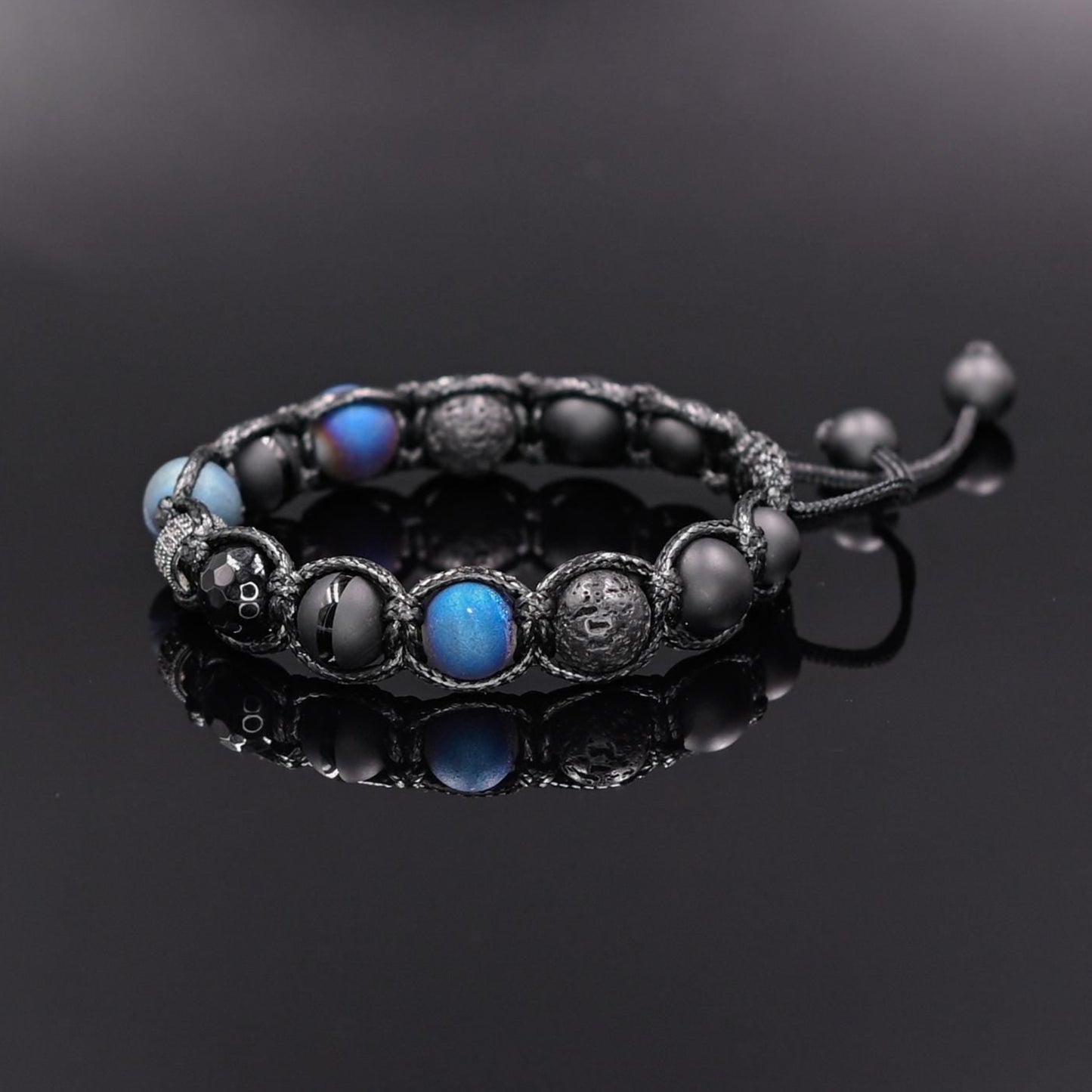 Men's Druzy Agate Black Onyx Lava Stone Beaded Bracelet, Gift for Men, Adjustable Macrame Braided Gemstone Bracelet, Braided Adjustable Gemstone Bead Bracelet, Genuine Raw Stone Jewelry, Gift for Men, Adjustable Braided Macrame Bracelet, Gift for Men - Shamballa Bracelet - Mantra Bracelet  -  Yoga Bracelet -  Birthstone Bracelet - Gemstone Bracelet Men - Chakra Bracelet - Macrame Bracelet - Healing Bracelet - Gift for Father - Gift For Men - Valinde
