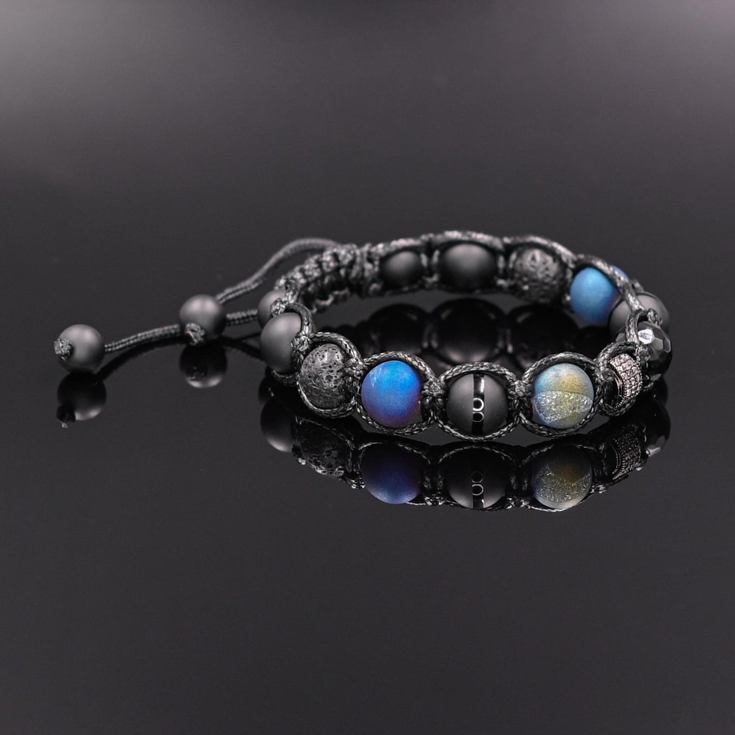 Men's Druzy Agate Black Onyx Lava Stone Beaded Bracelet, Gift for Men, Adjustable Macrame Braided Gemstone Bracelet, Braided Adjustable Gemstone Bead Bracelet, Genuine Raw Stone Jewelry, Gift for Men, Adjustable Braided Macrame Bracelet, Gift for Men - Shamballa Bracelet - Mantra Bracelet  -  Yoga Bracelet -  Birthstone Bracelet - Gemstone Bracelet Men - Chakra Bracelet - Macrame Bracelet - Healing Bracelet - Gift for Father - Gift For Men - Valinde
