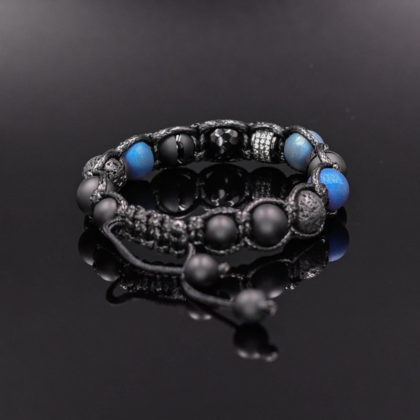 Men's Druzy Agate Black Onyx Lava Stone Beaded Bracelet, Gift for Men, Adjustable Macrame Braided Gemstone Bracelet, Braided Adjustable Gemstone Bead Bracelet, Genuine Raw Stone Jewelry, Gift for Men, Adjustable Braided Macrame Bracelet, Gift for Men - Shamballa Bracelet - Mantra Bracelet  -  Yoga Bracelet -  Birthstone Bracelet - Gemstone Bracelet Men - Chakra Bracelet - Macrame Bracelet - Healing Bracelet - Gift for Father - Gift For Men - Valinde
