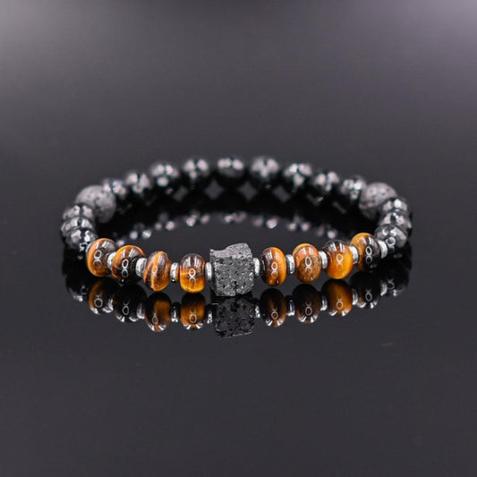 Men's Tiger Eye Stretch Bracelet Lava Stone Cube Bead Bracelet Agate Bracelet Elastic Bracelet Gift for Men Brown Tiger's Eye Bracelet- Shamballa Bracelet - Birthstone Bracelet - Gemstone Bracelet Men - Chakra Bracelet - Macrame Bracelet - Healing Bracelet - Valinde
