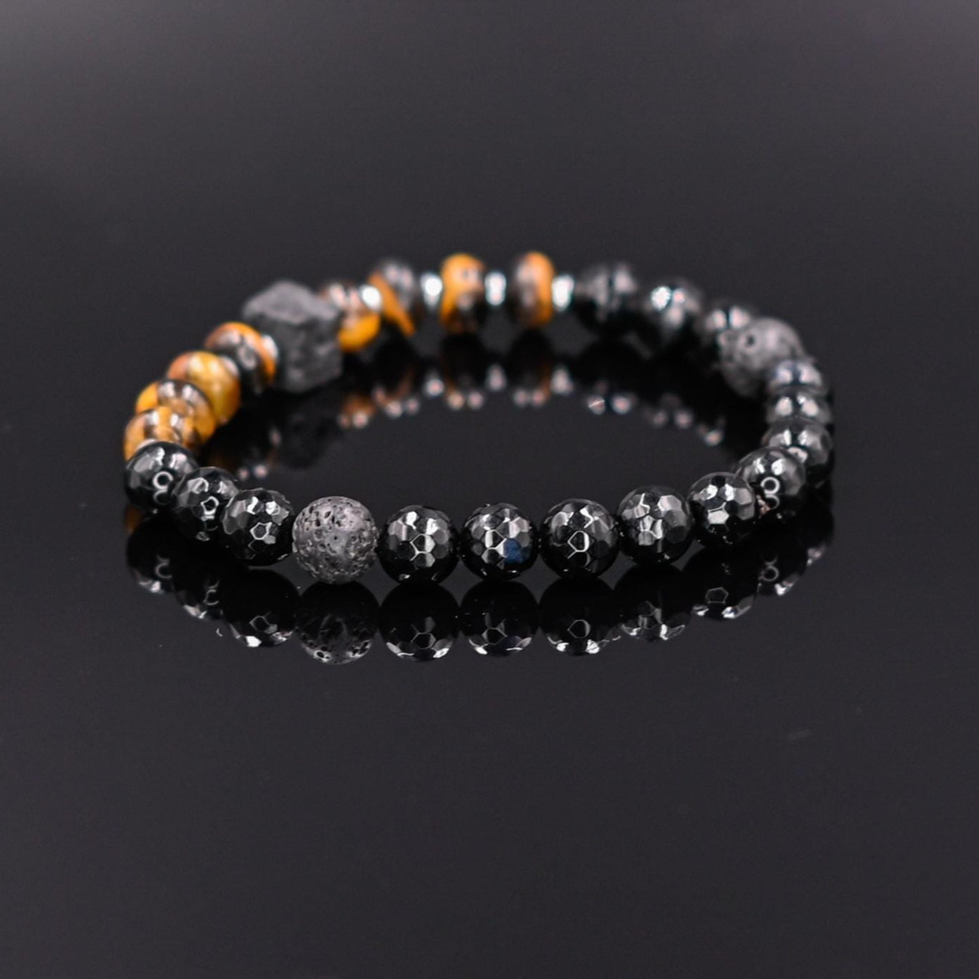 Men's Tiger Eye Stretch Bracelet Lava Stone Cube Bead Bracelet Agate Bracelet Elastic Bracelet Gift for Men Brown Tiger's Eye Bracelet- Shamballa Bracelet - Birthstone Bracelet - Gemstone Bracelet Men - Chakra Bracelet - Macrame Bracelet - Healing Bracelet - Valinde
