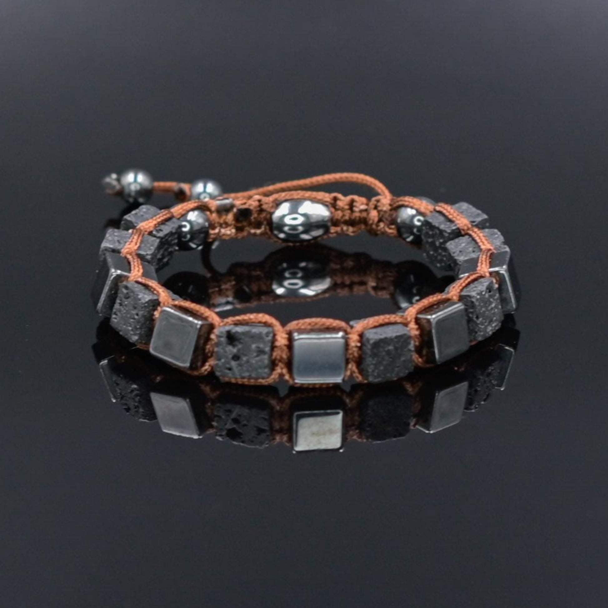 Men's Magnetic Hematite Bracelet Cube Beads Bracelet Lava Stone Bracelet Gifts for Men Volcanic Lava Rock Bracelet Square Hematite Bracelet - Shamballa Bracelet - Mantra Bracelet  -  Yoga Bracelet -  Birthstone Bracelet - Gemstone Bracelet Men - Chakra Bracelet - Macrame Bracelet - Healing Bracelet - Gift for Father - Gift For Men - Valinde
