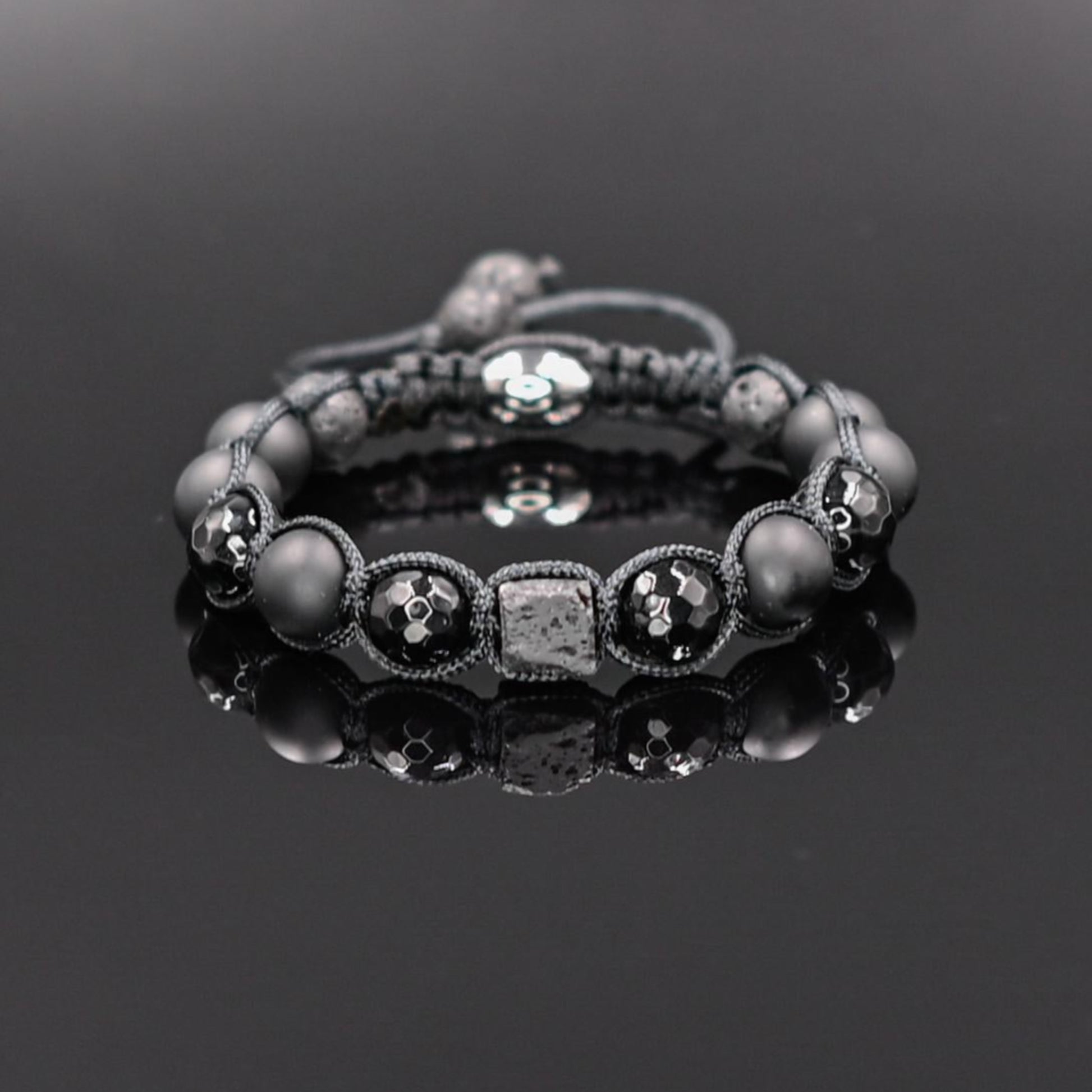 Men's Faceted Agate Bracelet Matte Onyx Beaded Bracelet Father's Day Gift Lava Stone Bead Bracelet Black Stone Bracelet Gift for Men - Shamballa Bracelet - Mantra Bracelet  -  Yoga Bracelet -  Birthstone Bracelet - Gemstone Bracelet Men - Chakra Bracelet - Macrame Bracelet - Healing Bracelet - Gift for Father - Gift For Men - Valinde
