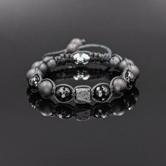 Men's Faceted Agate Bracelet Matte Onyx Beaded Bracelet Father's Day Gift Lava Stone Bead Bracelet Black Stone Bracelet Gift for Men - Shamballa Bracelet - Mantra Bracelet  -  Yoga Bracelet -  Birthstone Bracelet - Gemstone Bracelet Men - Chakra Bracelet - Macrame Bracelet - Healing Bracelet - Gift for Father - Gift For Men - Valinde
